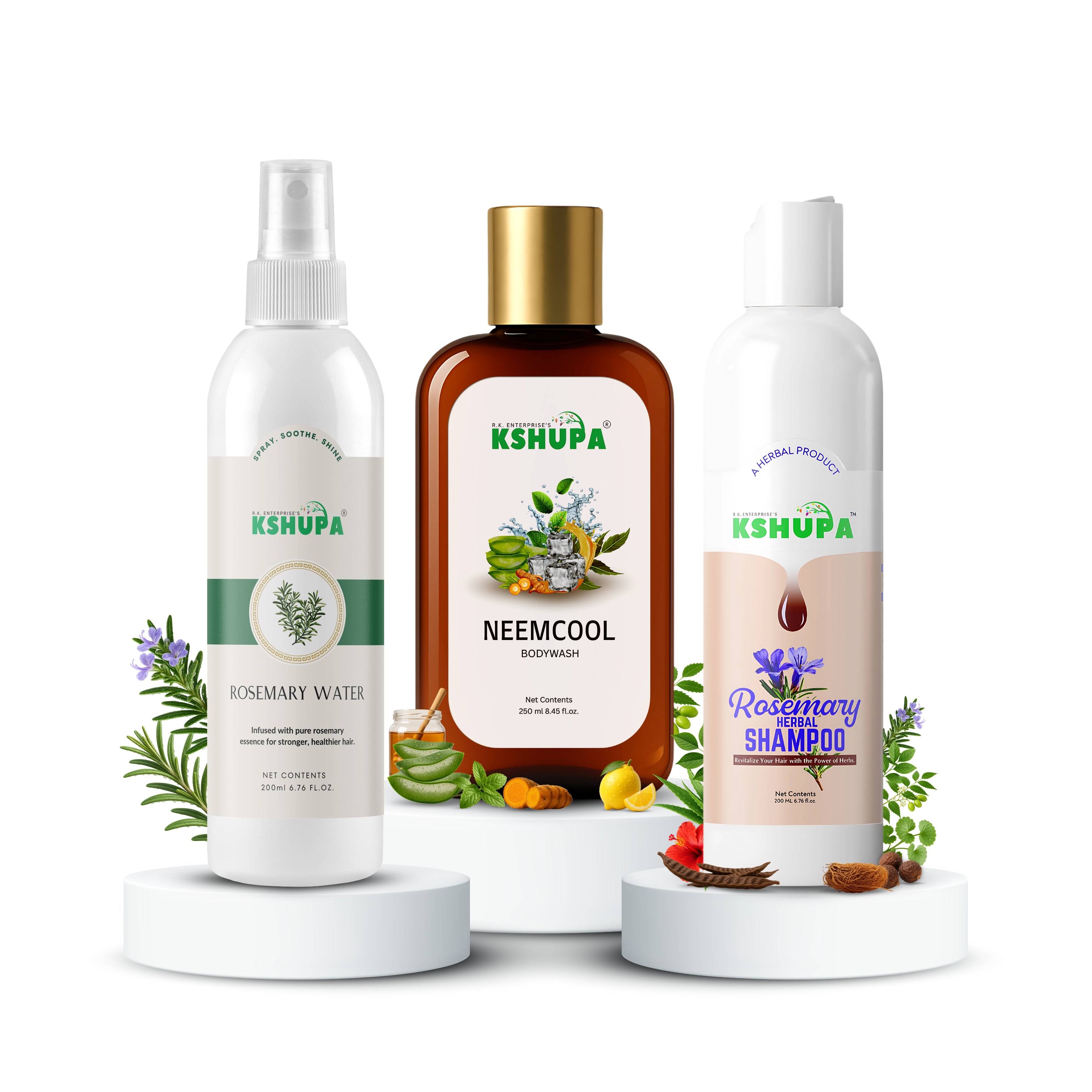 Hair & Body Trio | Rosemary Water + Shampoo + Body Wash