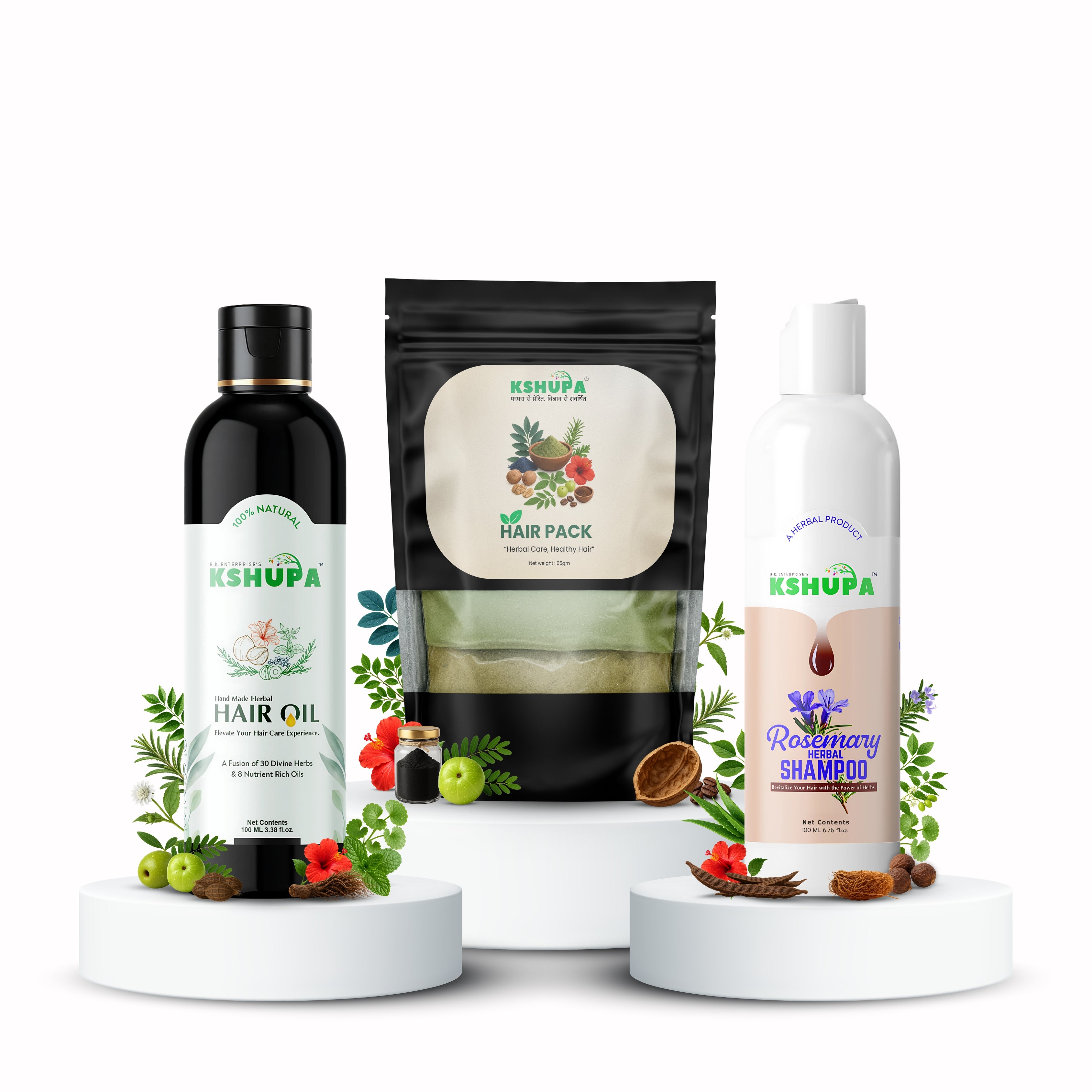 Total Hair Care Trio | Hair Oil + Shampoo + Hair Pack