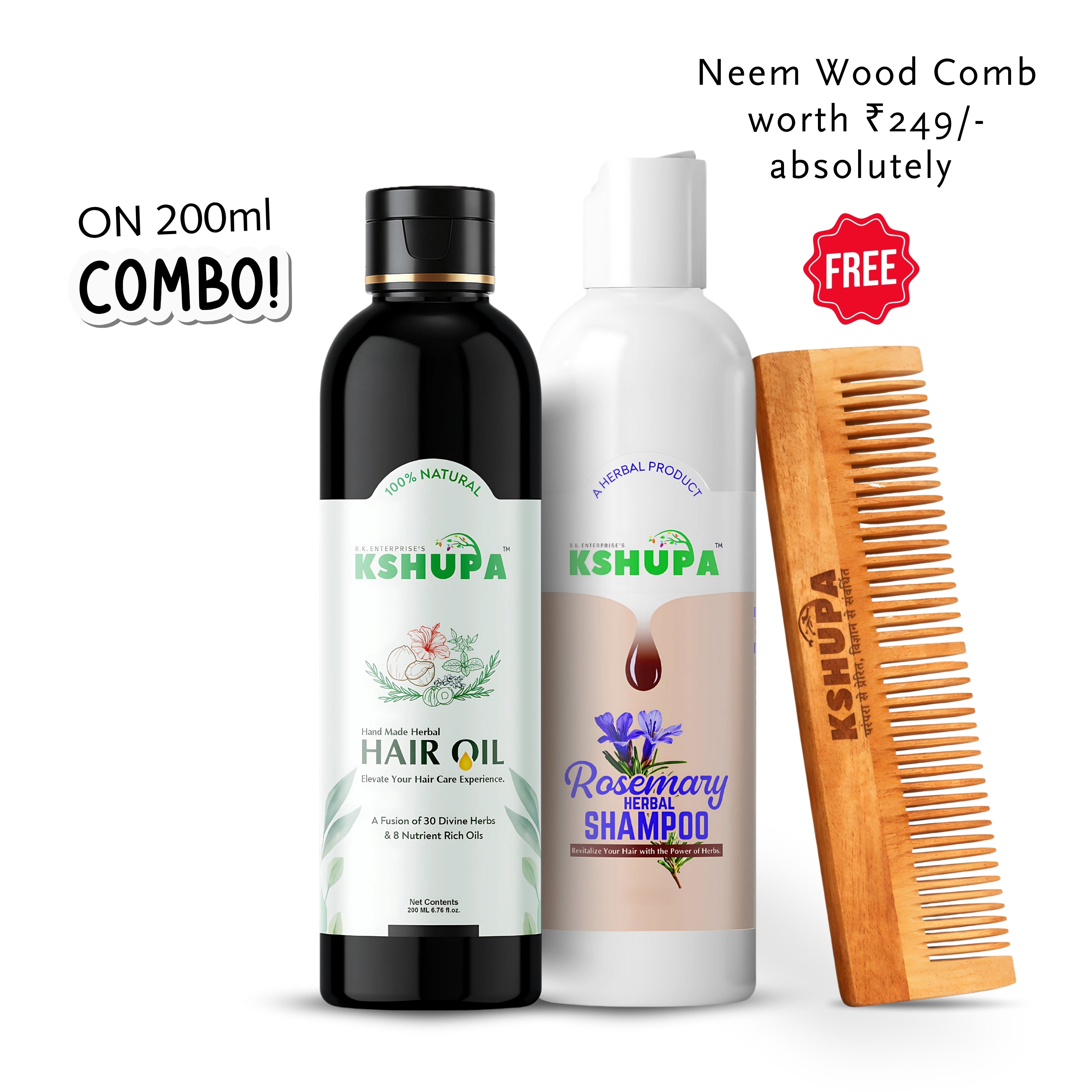 Hair Care Combo | Herbal Hair Oil + Rosemary Shampoo