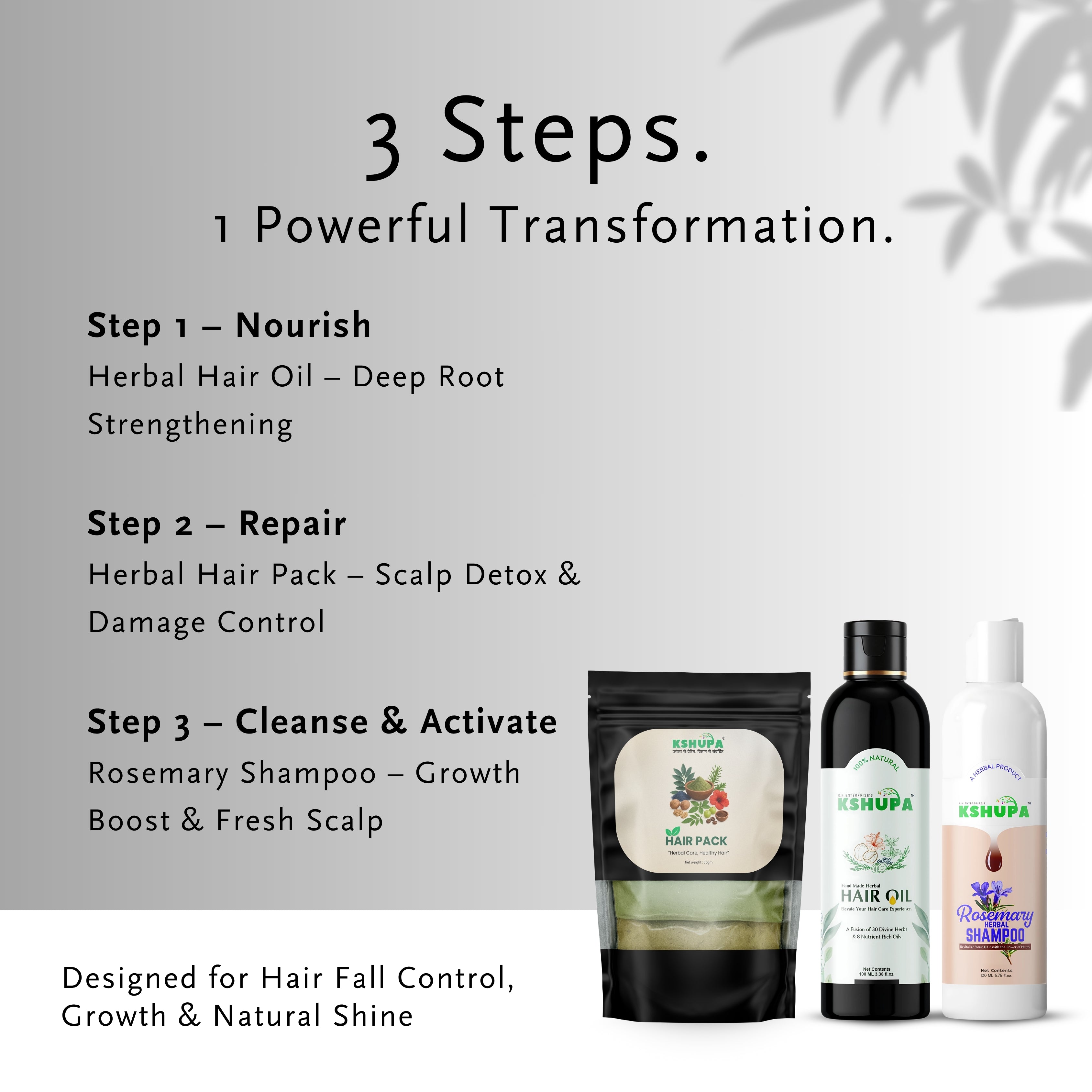 Total Hair Care Trio | Hair Oil + Shampoo + Hair Pack