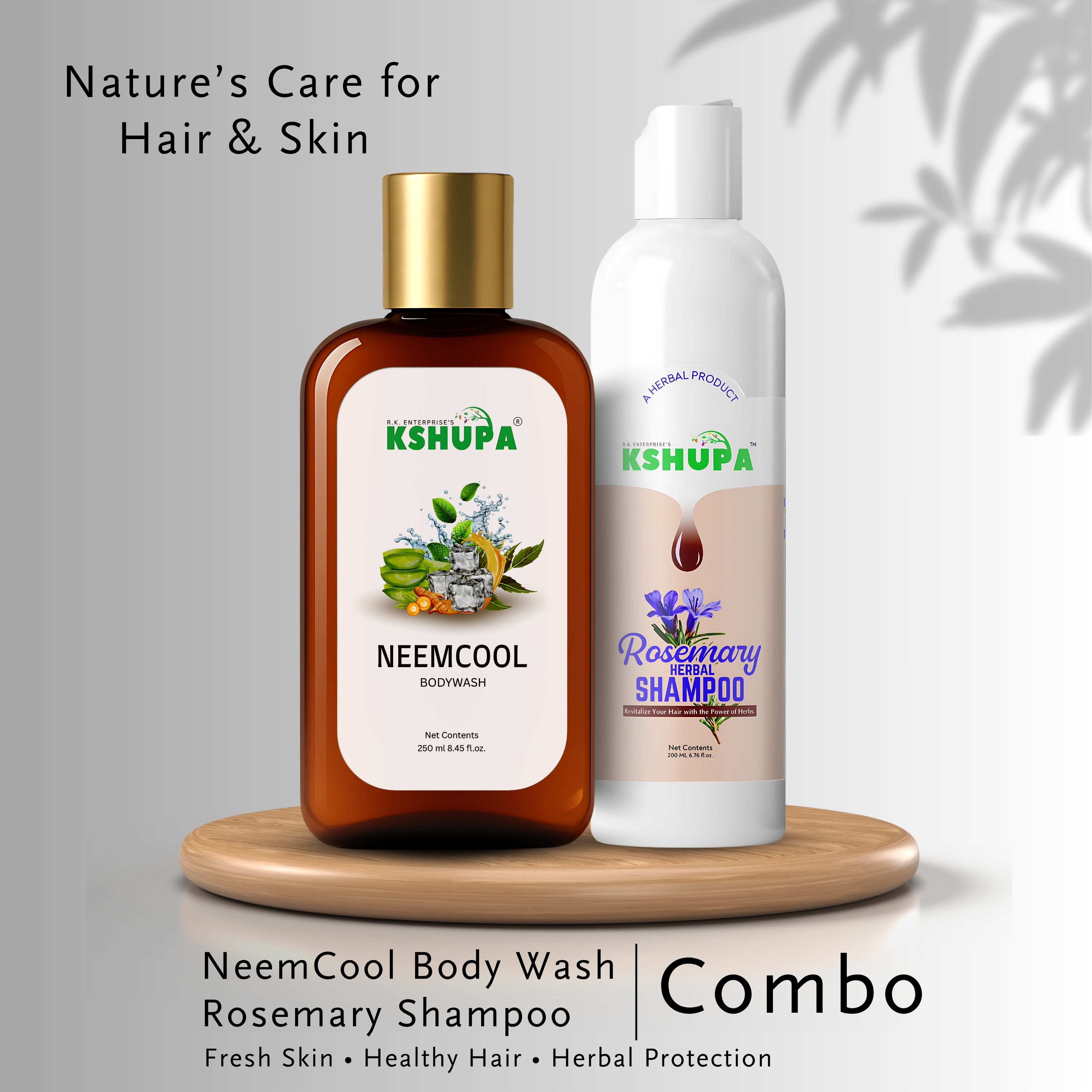 Hair & Body Combo | Rosemary Shampoo + Neem Body Wash