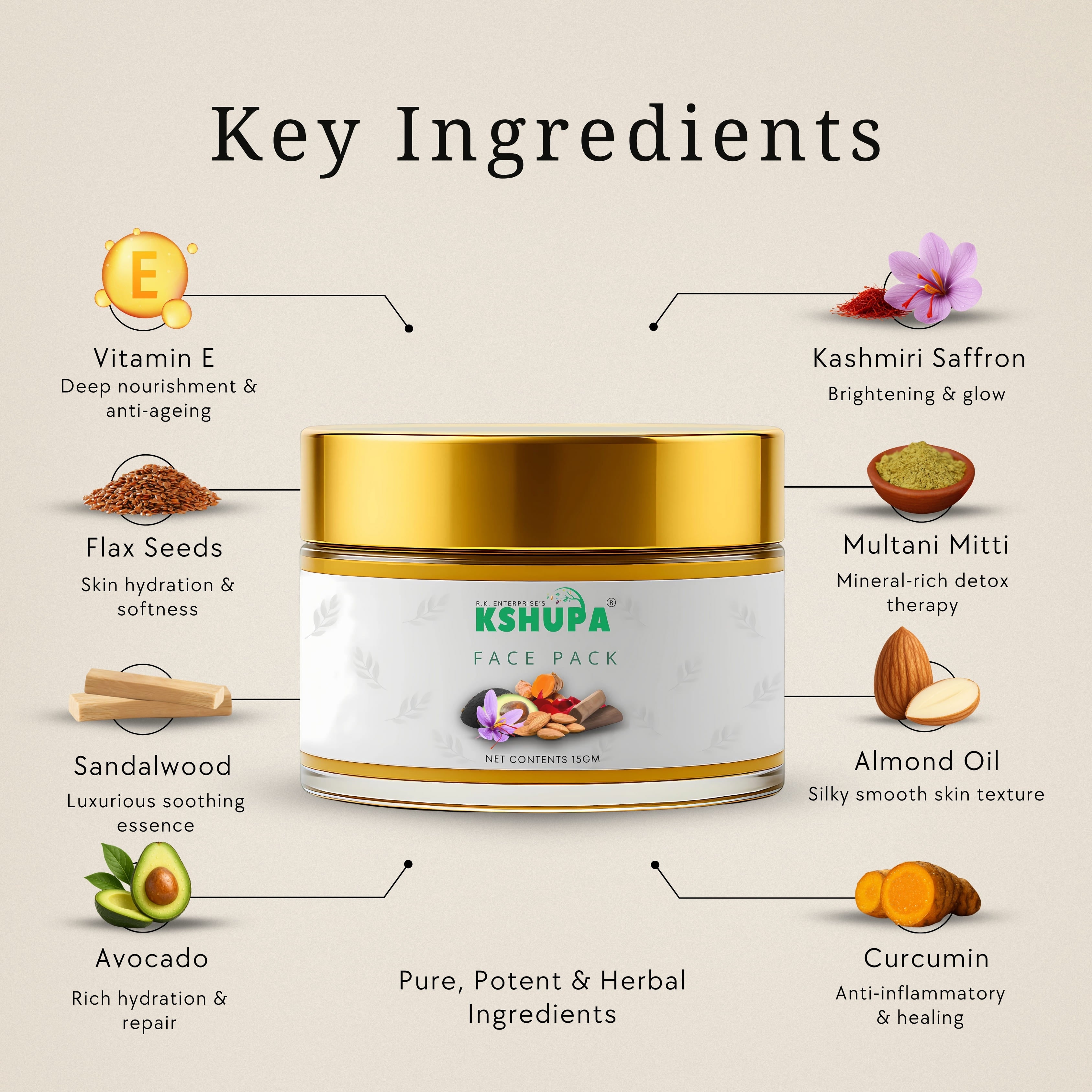Natural Face Pack | Multani Mitti, Turmeric & Saffron