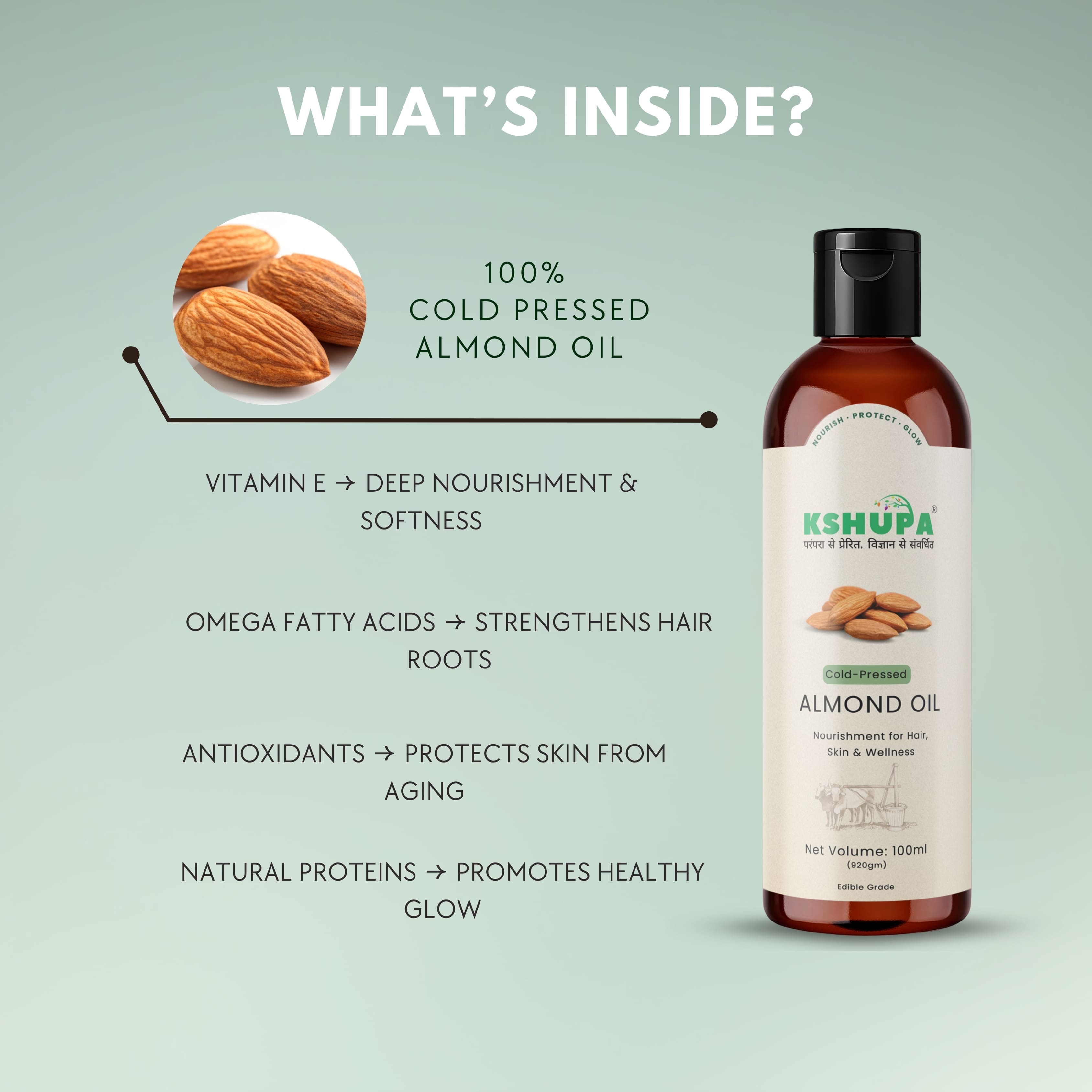 Cold-Pressed Sweet Almond Oil | Vitamin E for Skin & Hair