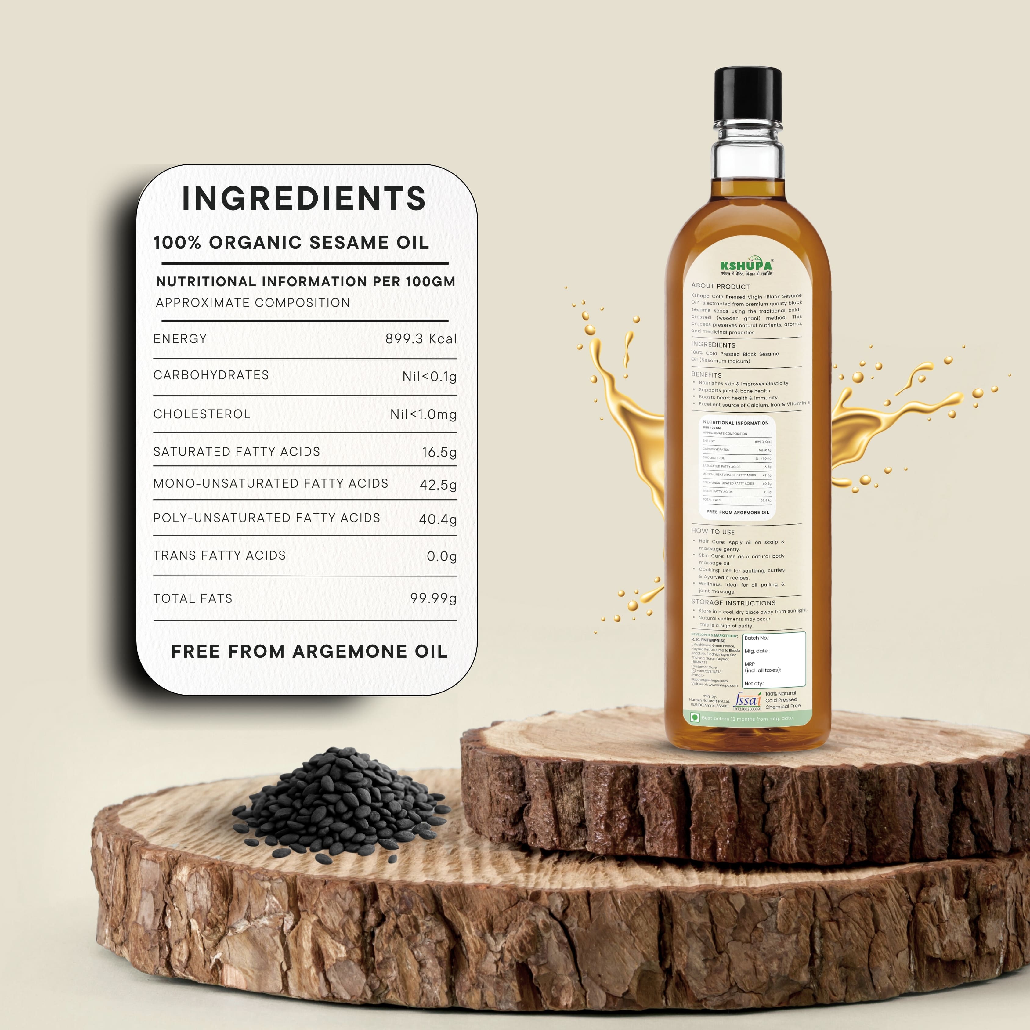 Cold Pressed Black Sesame Oil | Ayurvedic Tila Taila