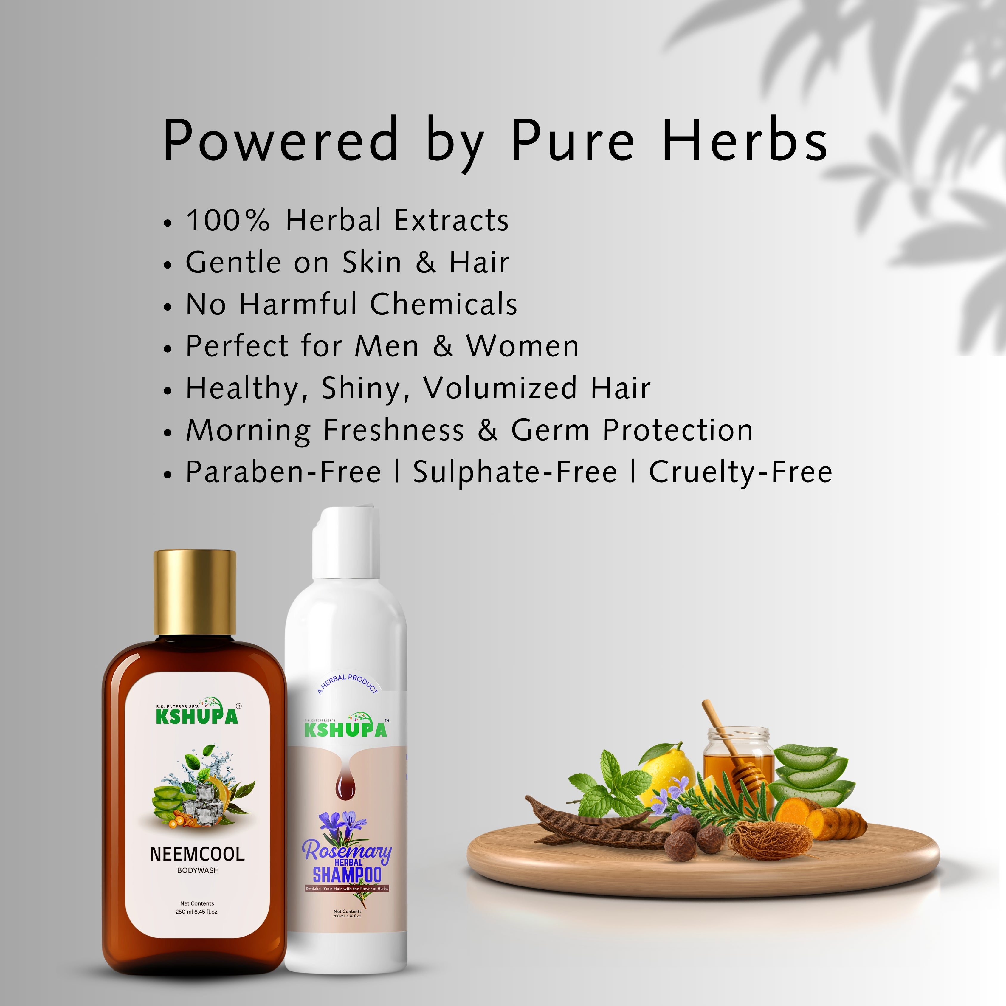 Hair & Body Combo | Rosemary Shampoo + Neem Body Wash