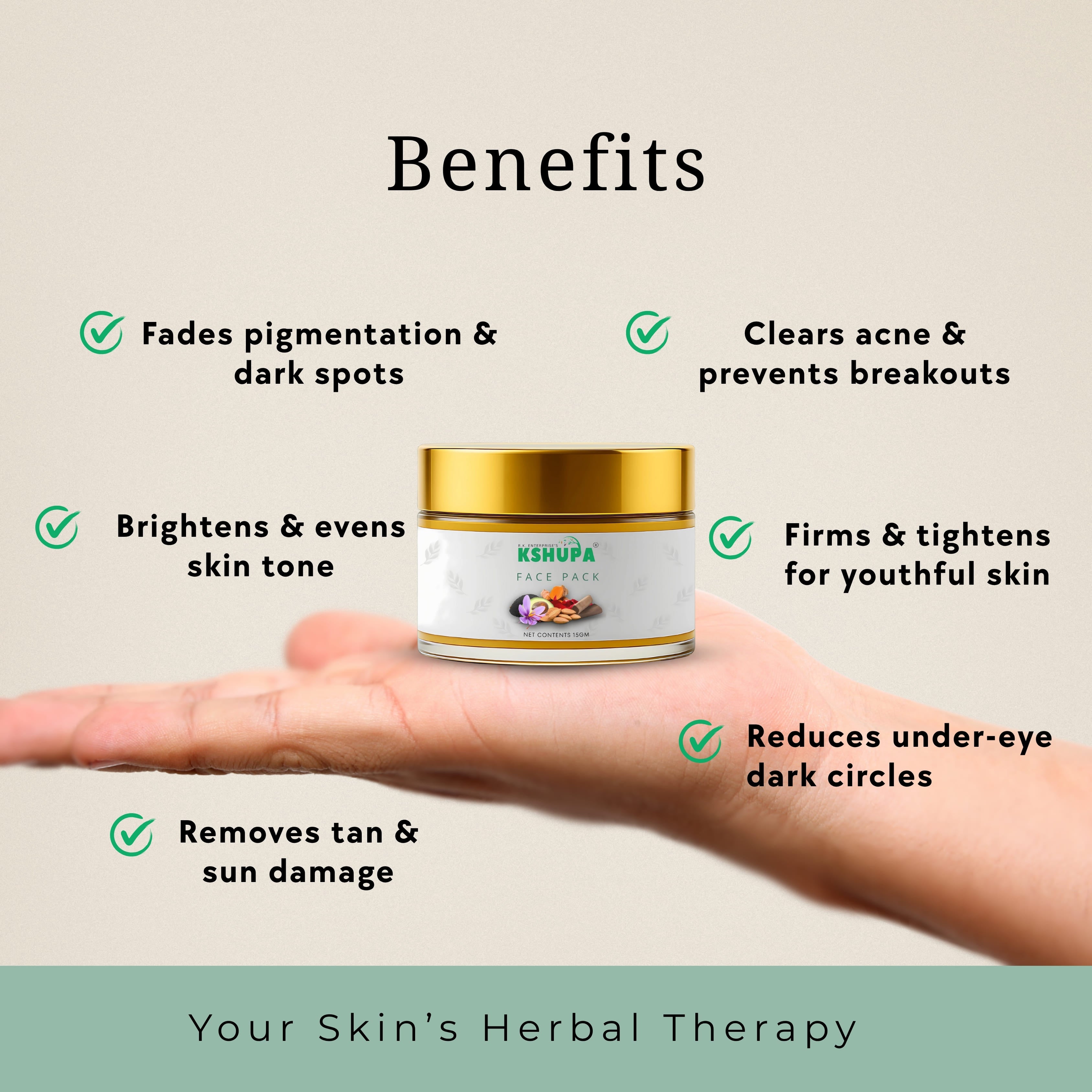 Natural Face Pack | Multani Mitti, Turmeric & Saffron