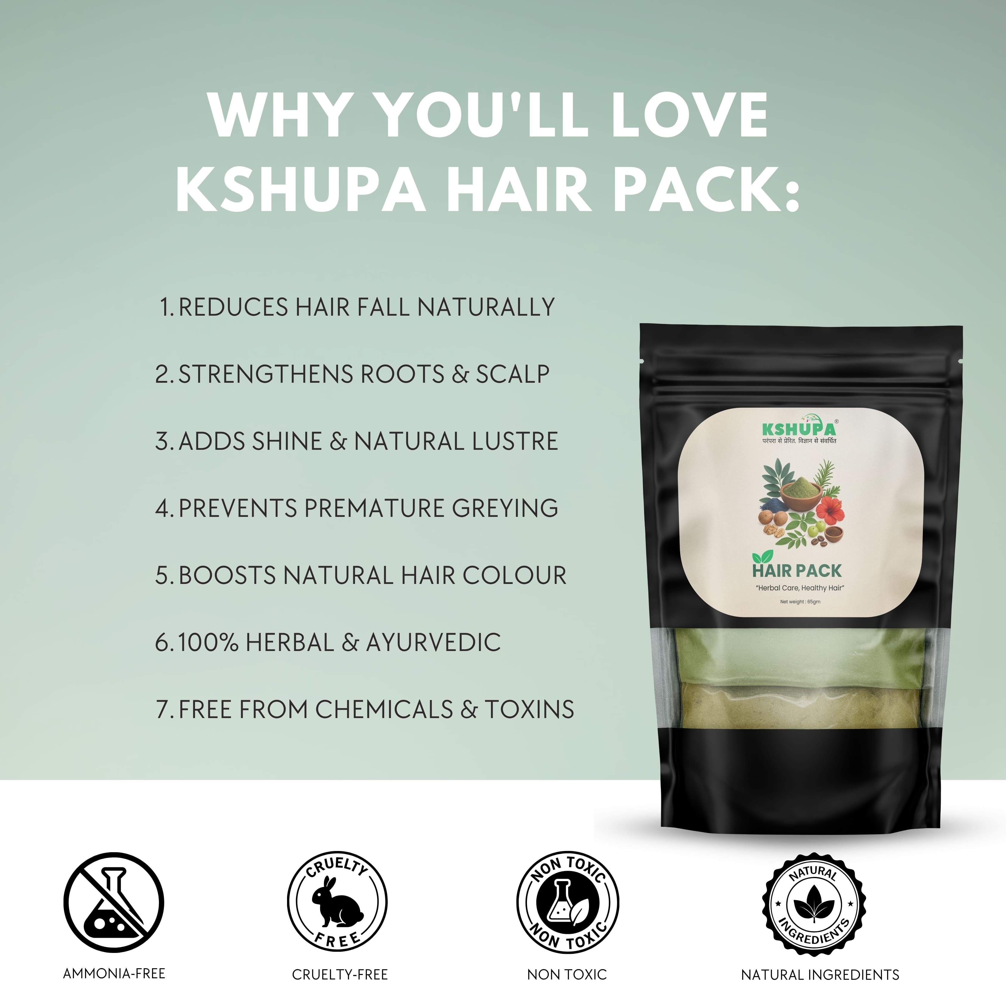 Ayurvedic Hair Pack | Indigo, Henna & Amla | Ammonia-Free, Shine & Greying Control