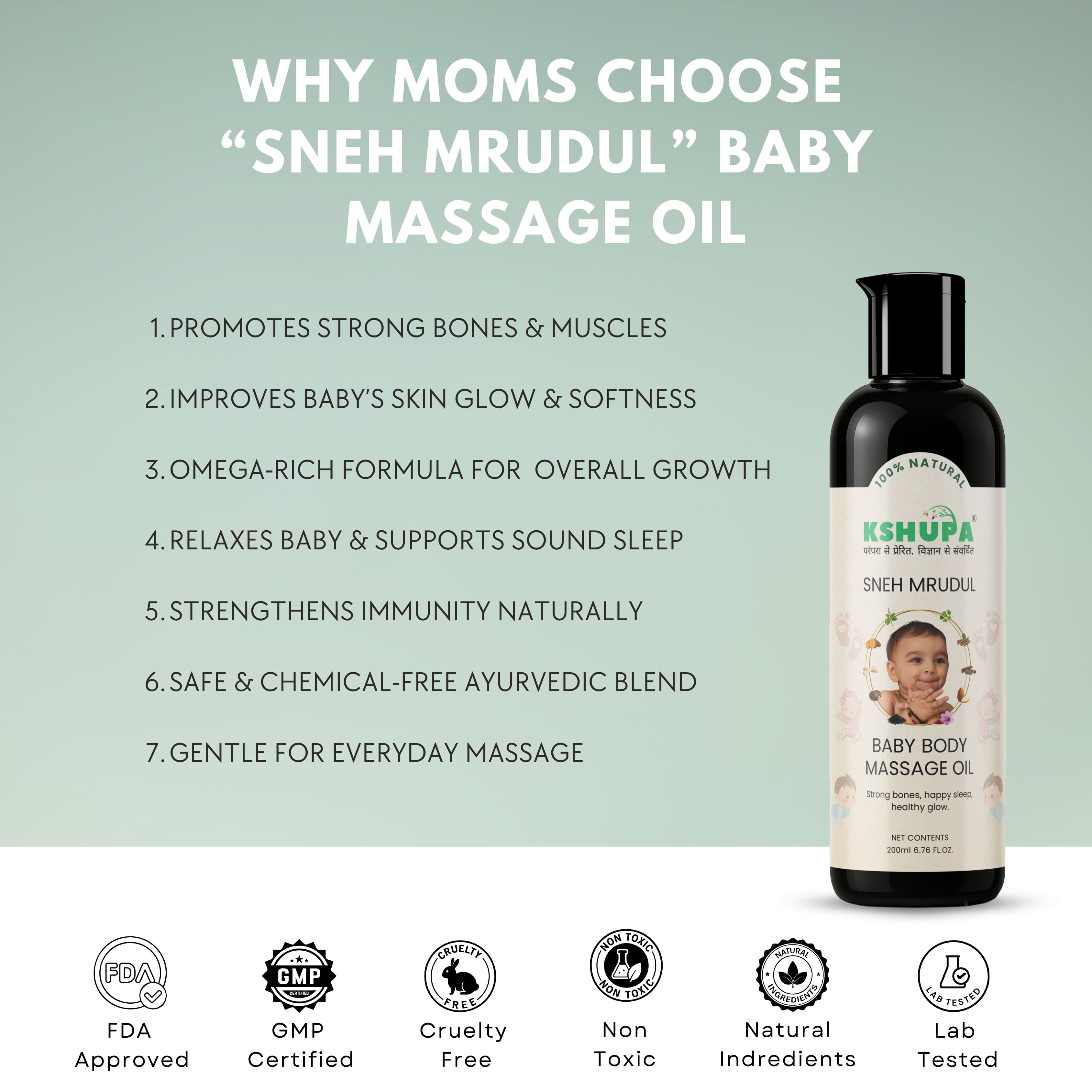 Sneh Mrudul Baby Massage Oil | For Strong Bones, Immunity & Happy Sleep
