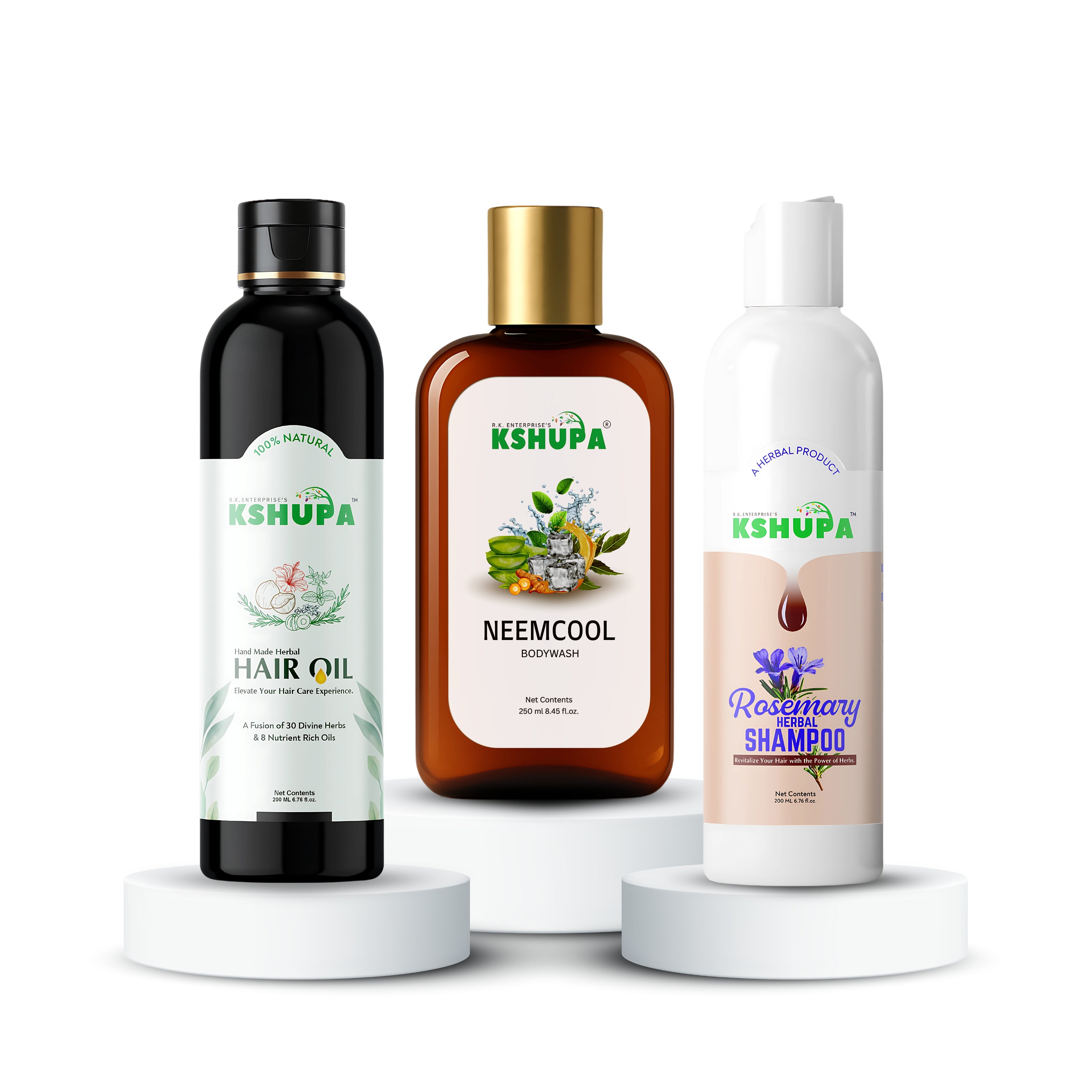 Herbal Trio Pack | Hair Oil + Shampoo + Neem Body Wash