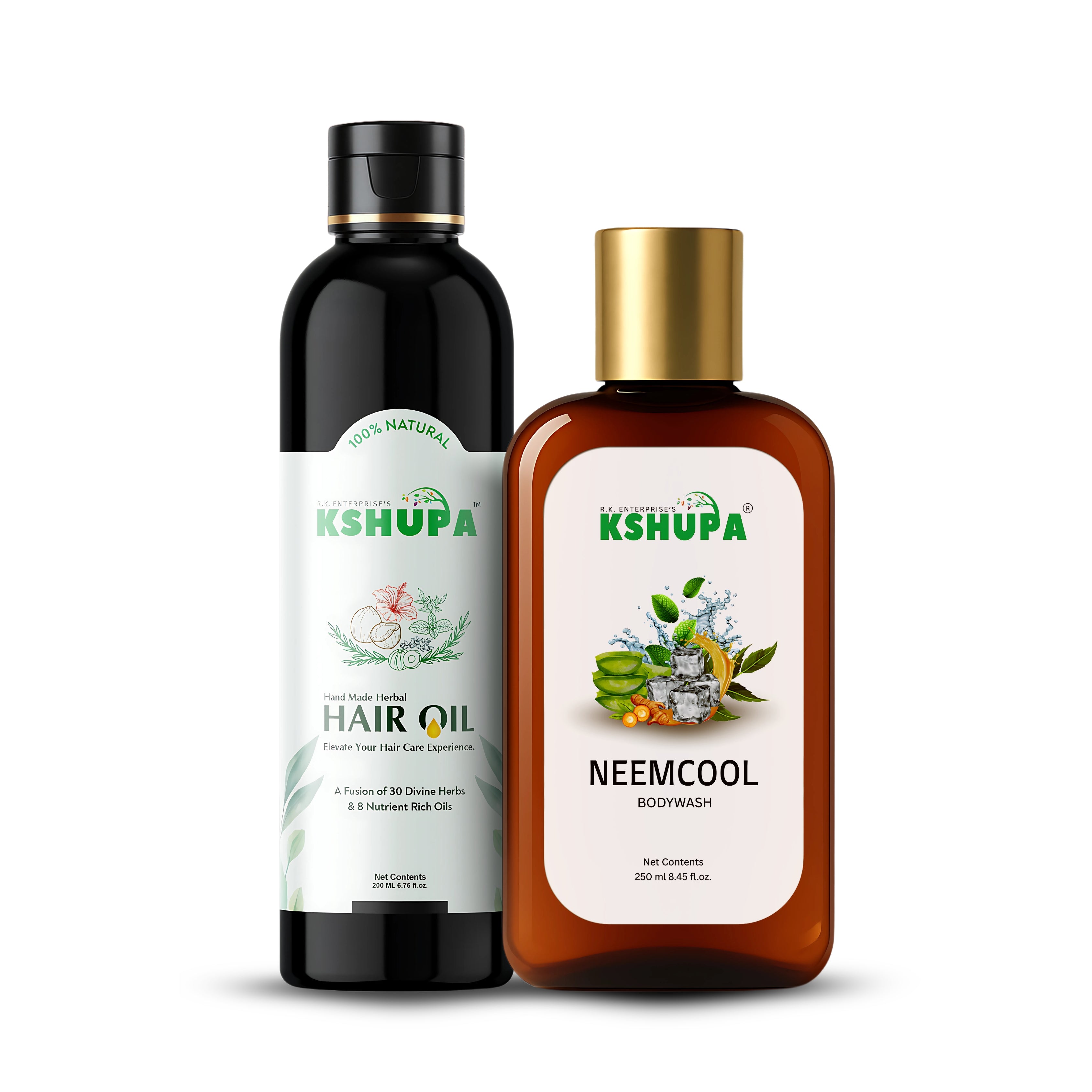 Hair & Skin Combo | Herbal Hair Oil + Neem Cool Body Wash