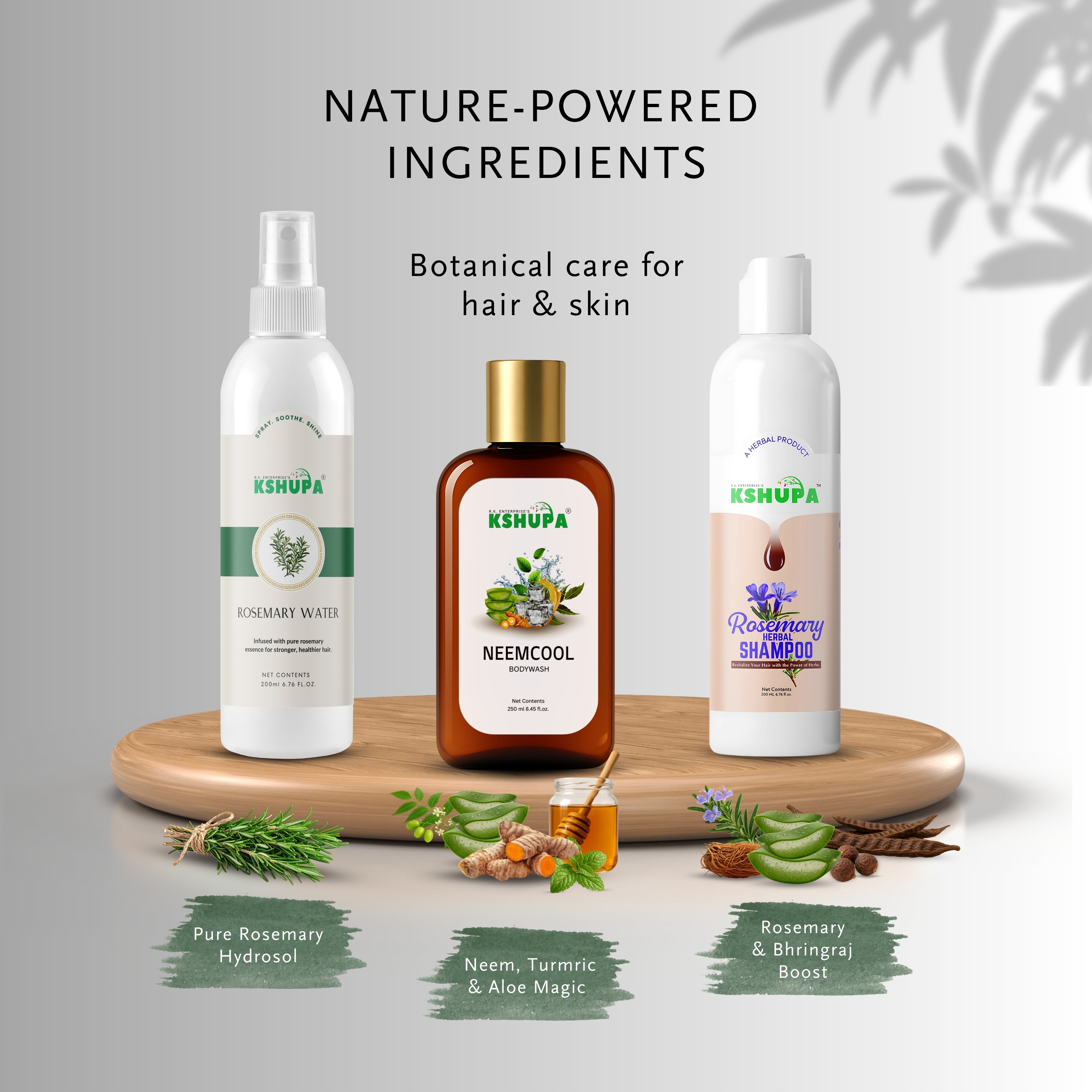 Hair & Body Trio | Rosemary Water + Shampoo + Body Wash