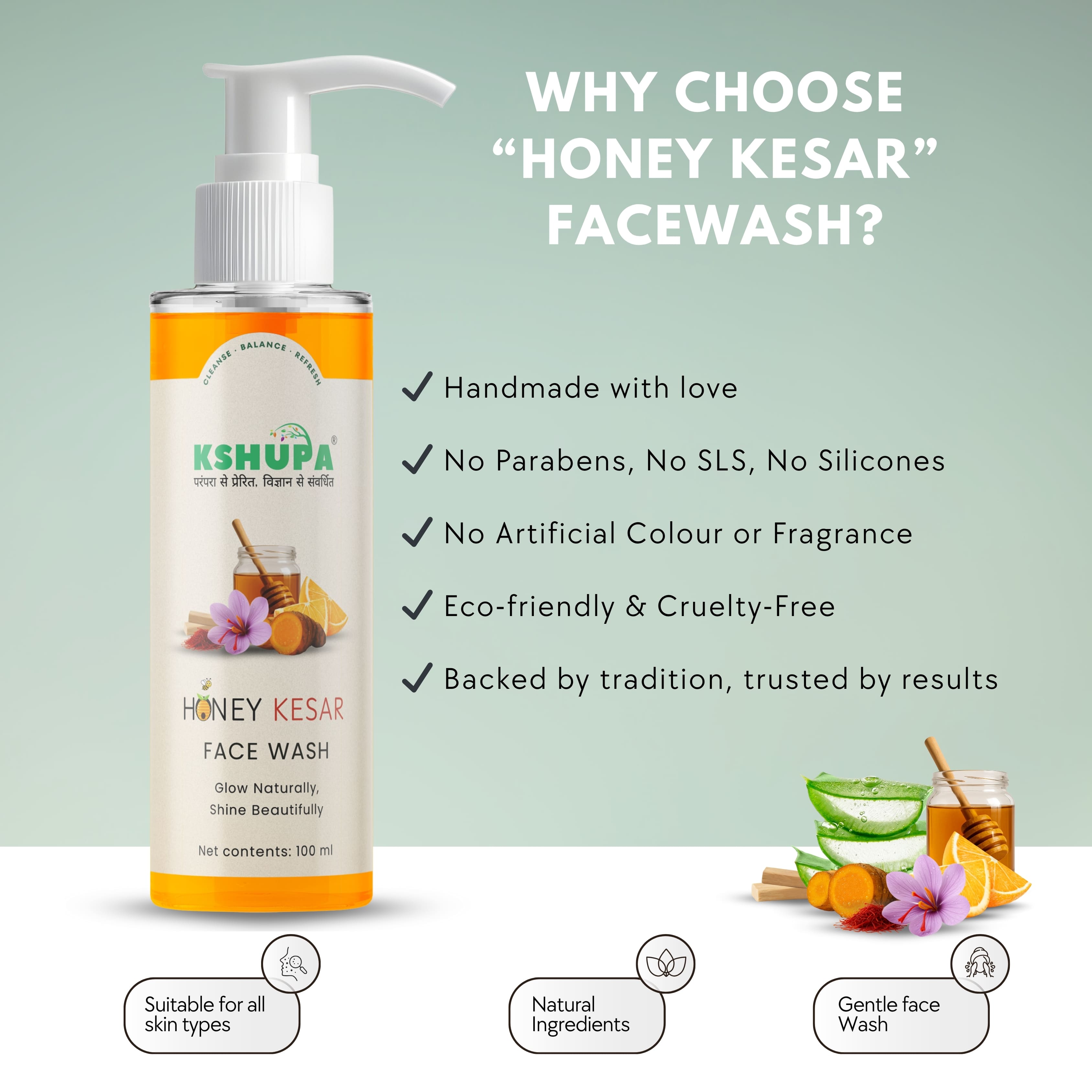 Honey Kesar Face Wash | Saffron & Honey for Glow