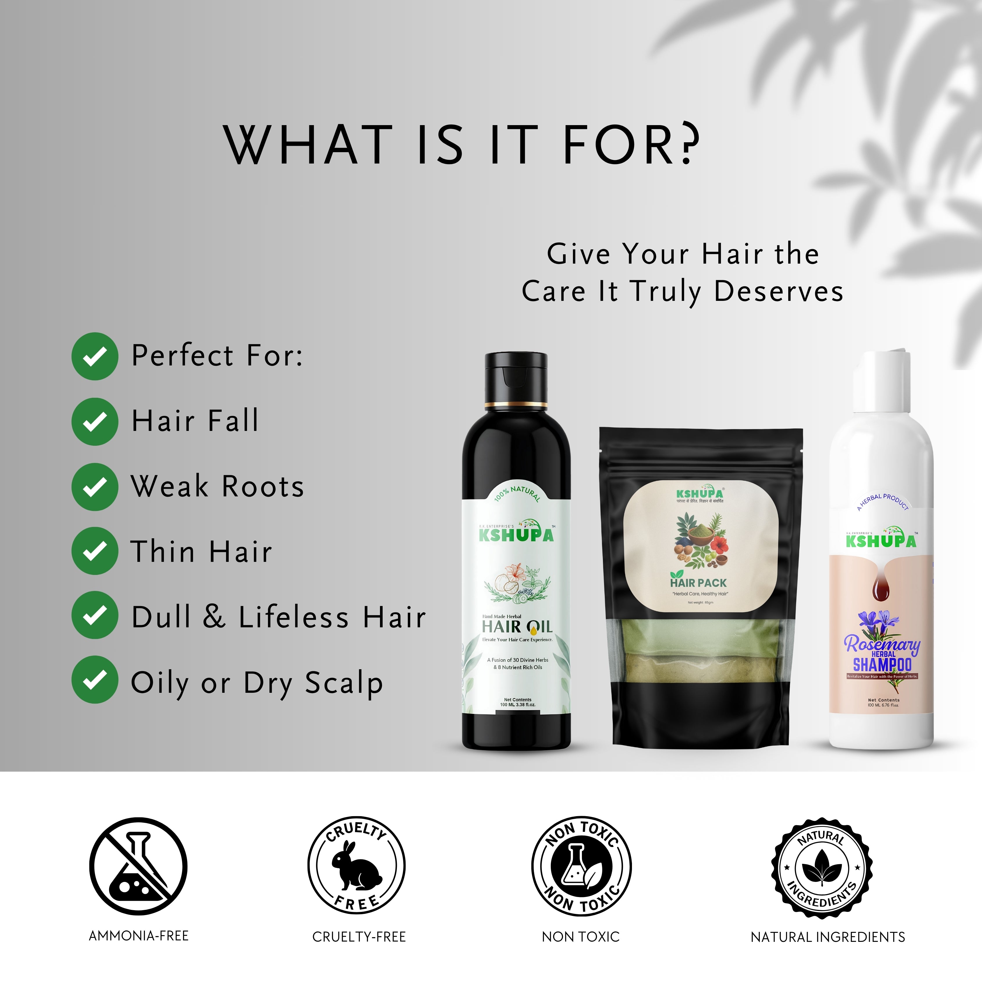 Total Hair Care Trio | Hair Oil + Shampoo + Hair Pack