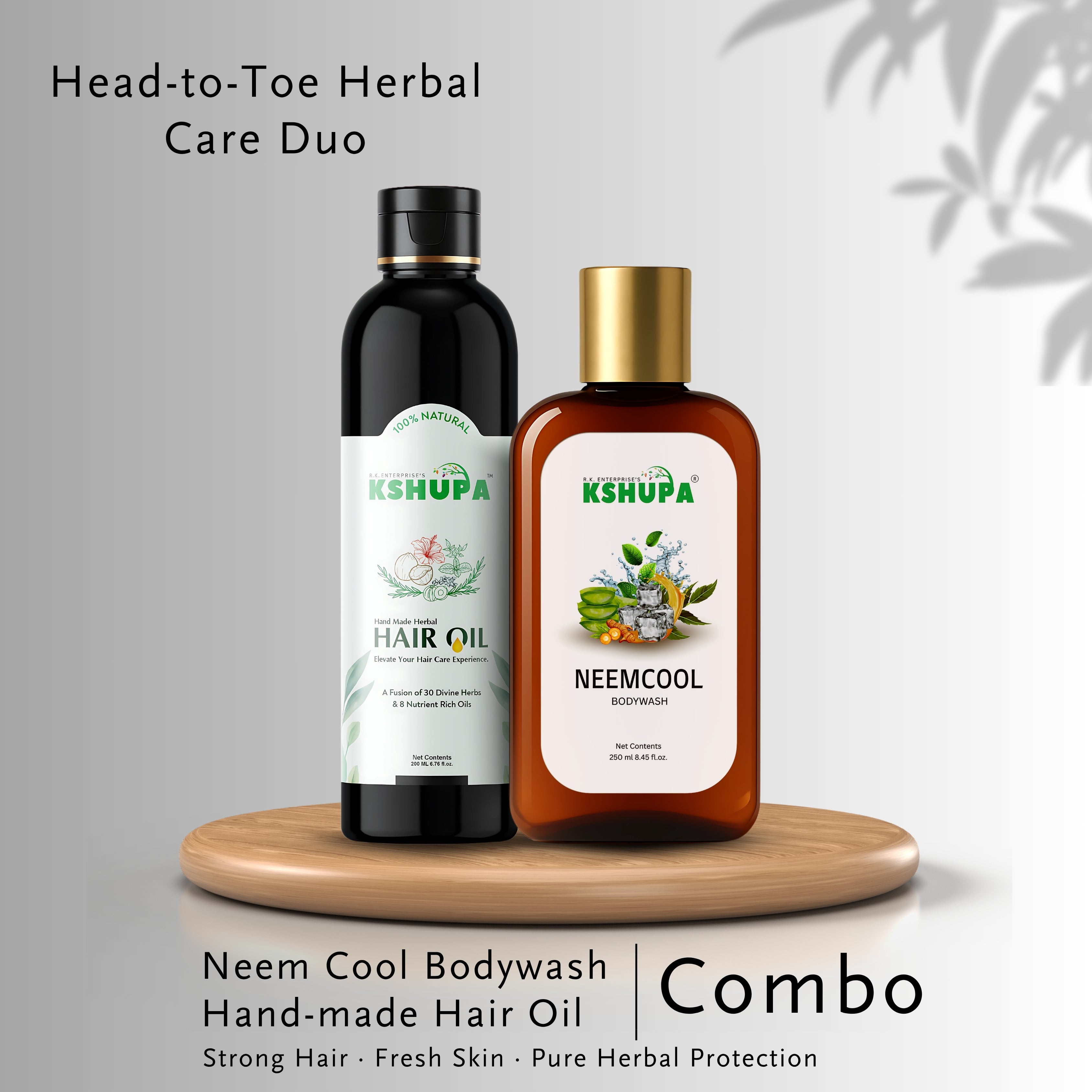 Hair & Skin Combo | Herbal Hair Oil + Neem Cool Body Wash