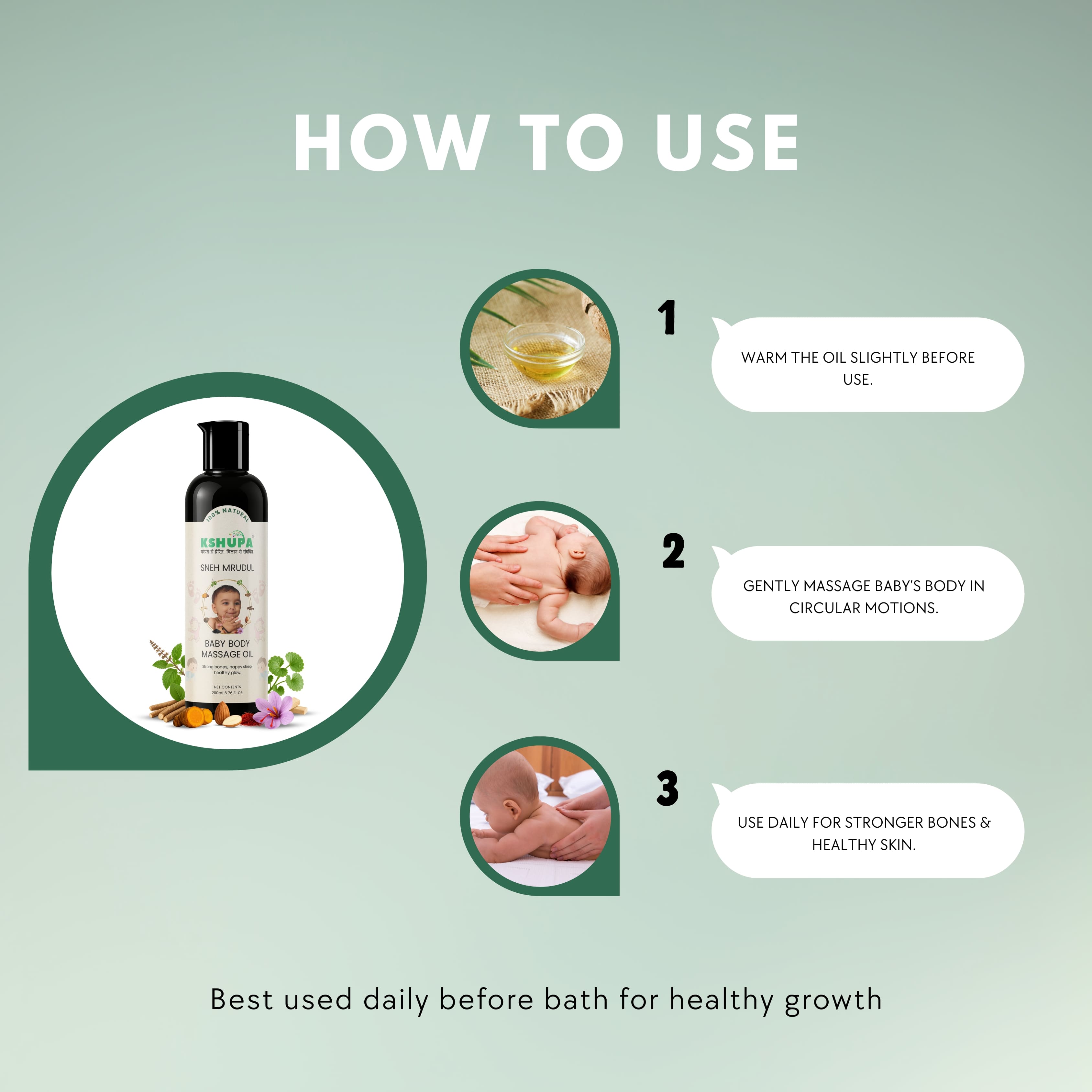 Sneh Mrudul Baby Massage Oil | For Strong Bones, Immunity & Happy Sleep