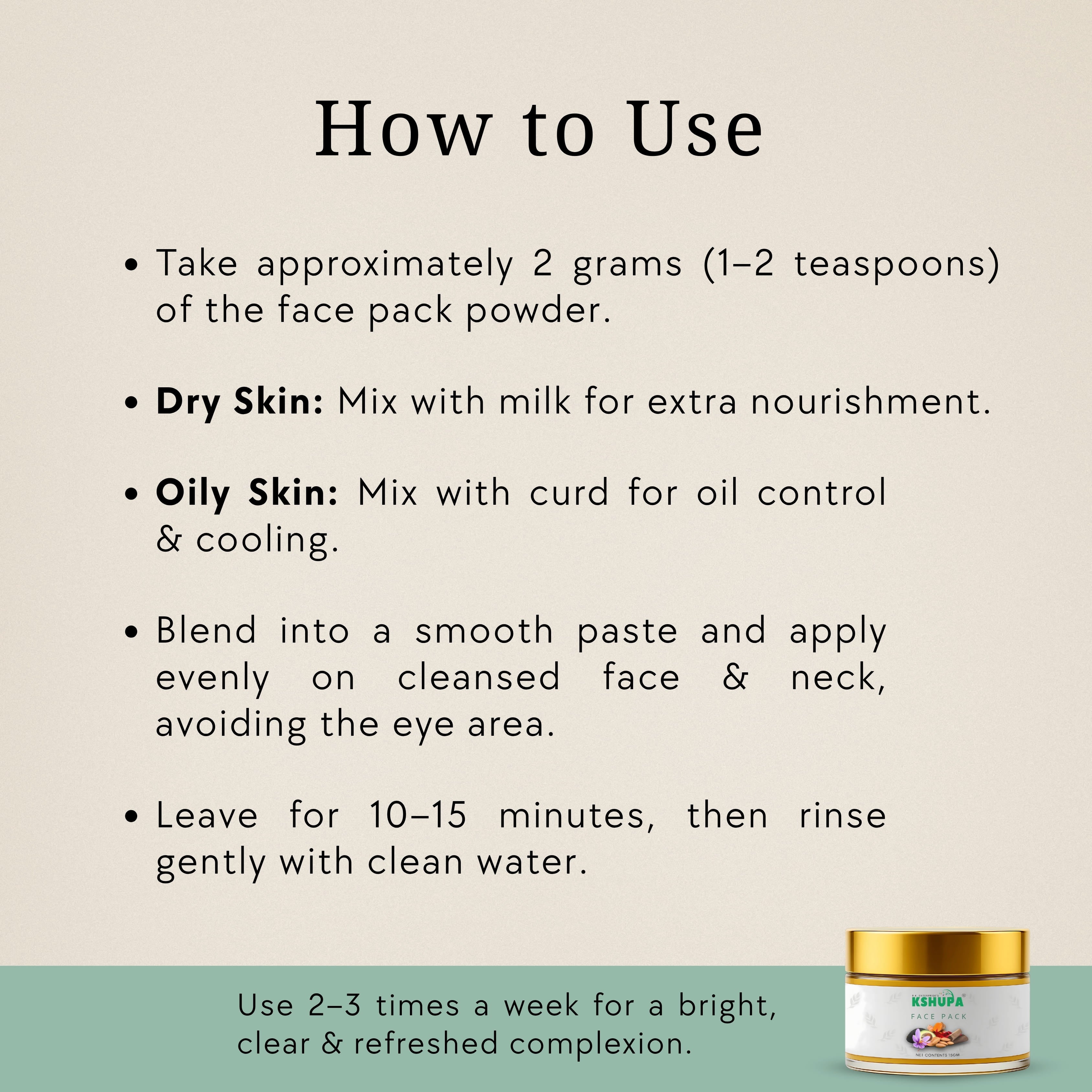 Natural Face Pack | Multani Mitti, Turmeric & Saffron