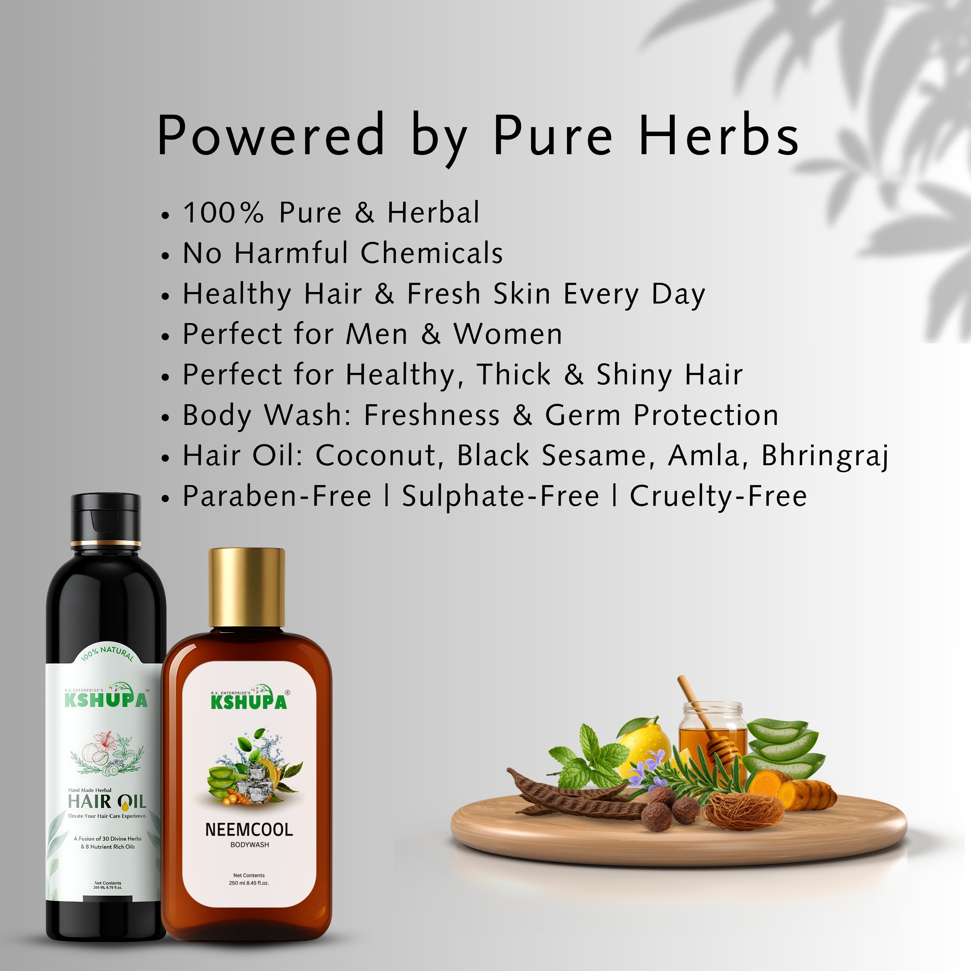 Hair & Skin Combo | Herbal Hair Oil + Neem Cool Body Wash