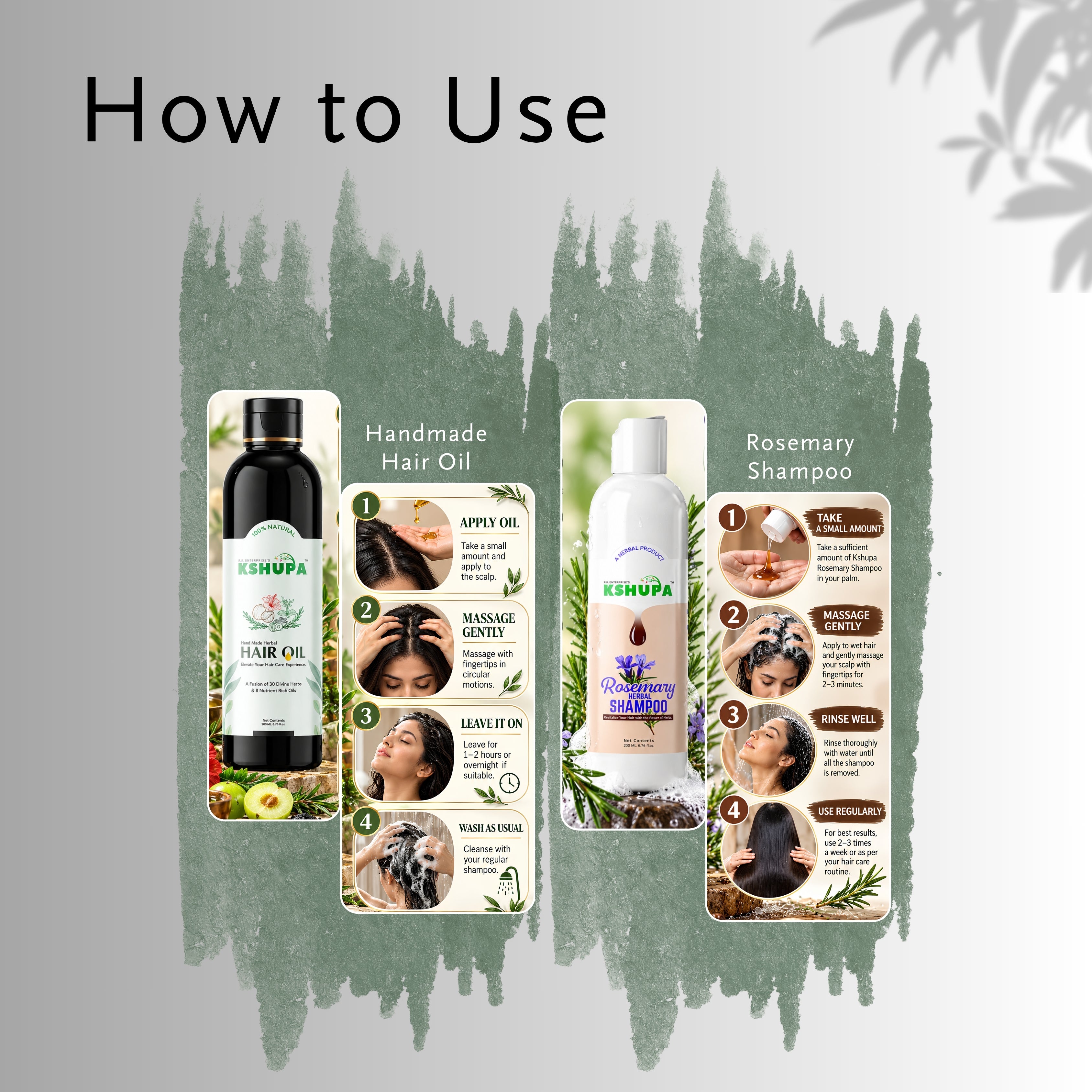 Hair Care Combo | Herbal Hair Oil + Rosemary Shampoo