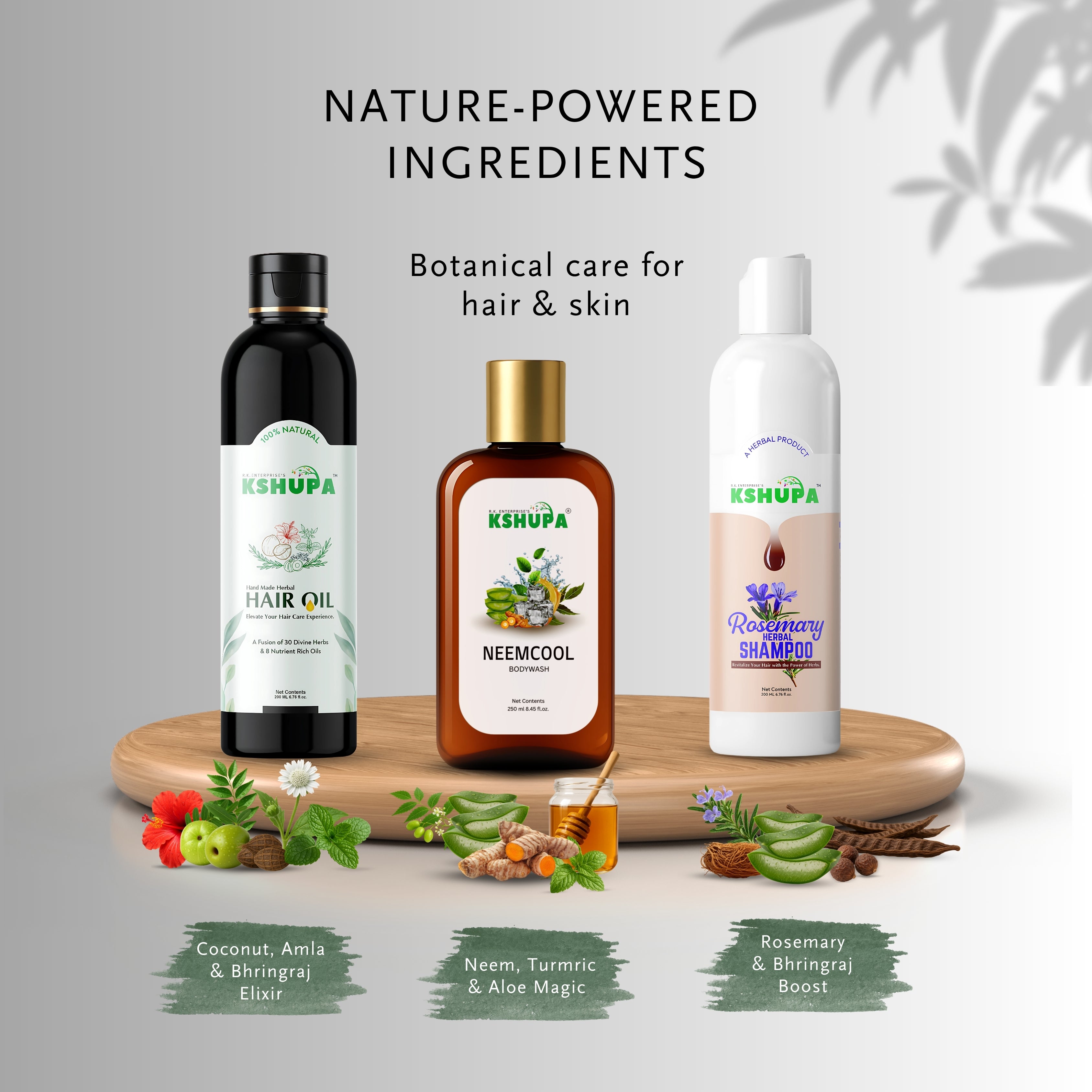 Herbal Trio Pack | Hair Oil + Shampoo + Neem Body Wash
