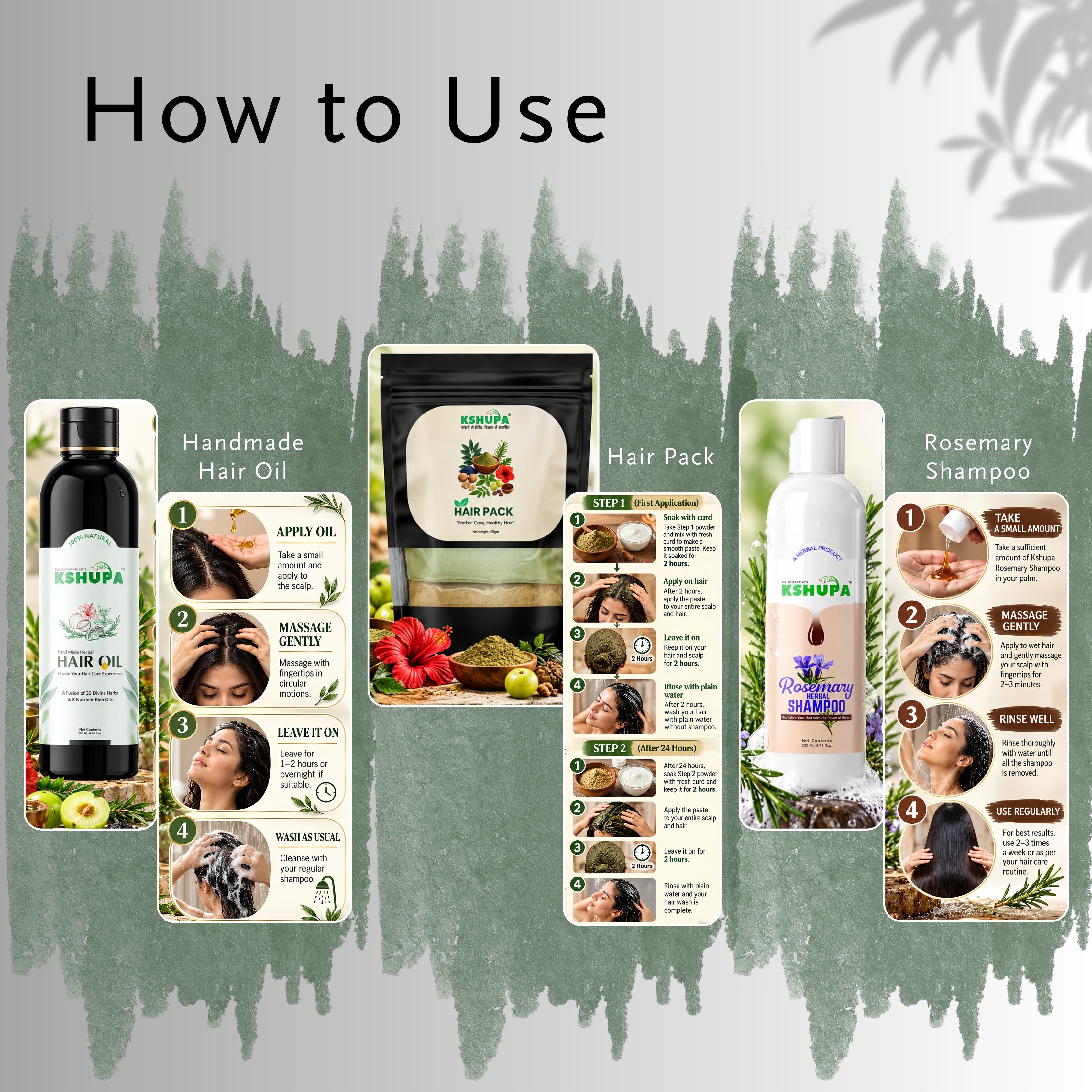 Total Hair Care Trio | Hair Oil + Shampoo + Hair Pack