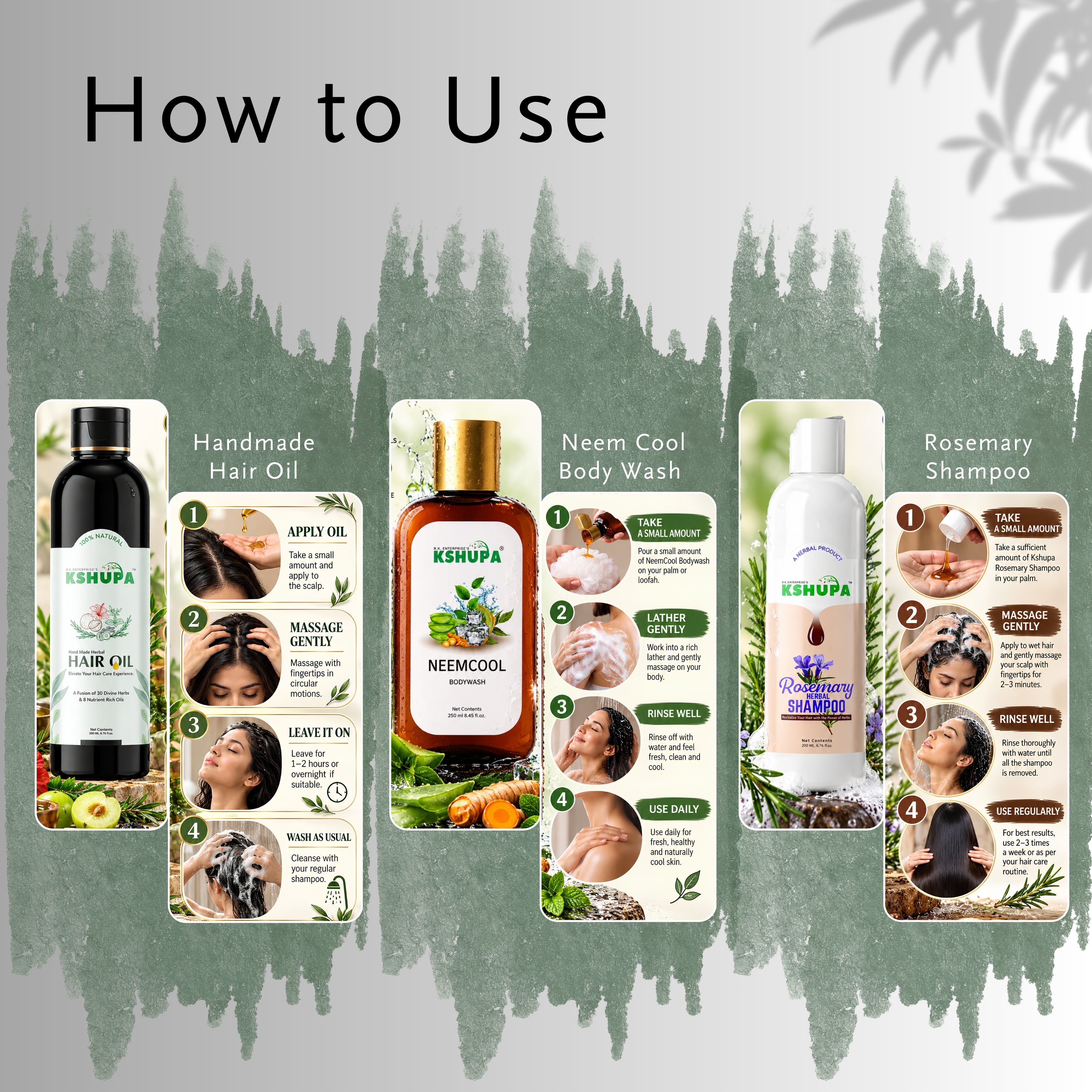 Herbal Trio Pack | Hair Oil + Shampoo + Neem Body Wash