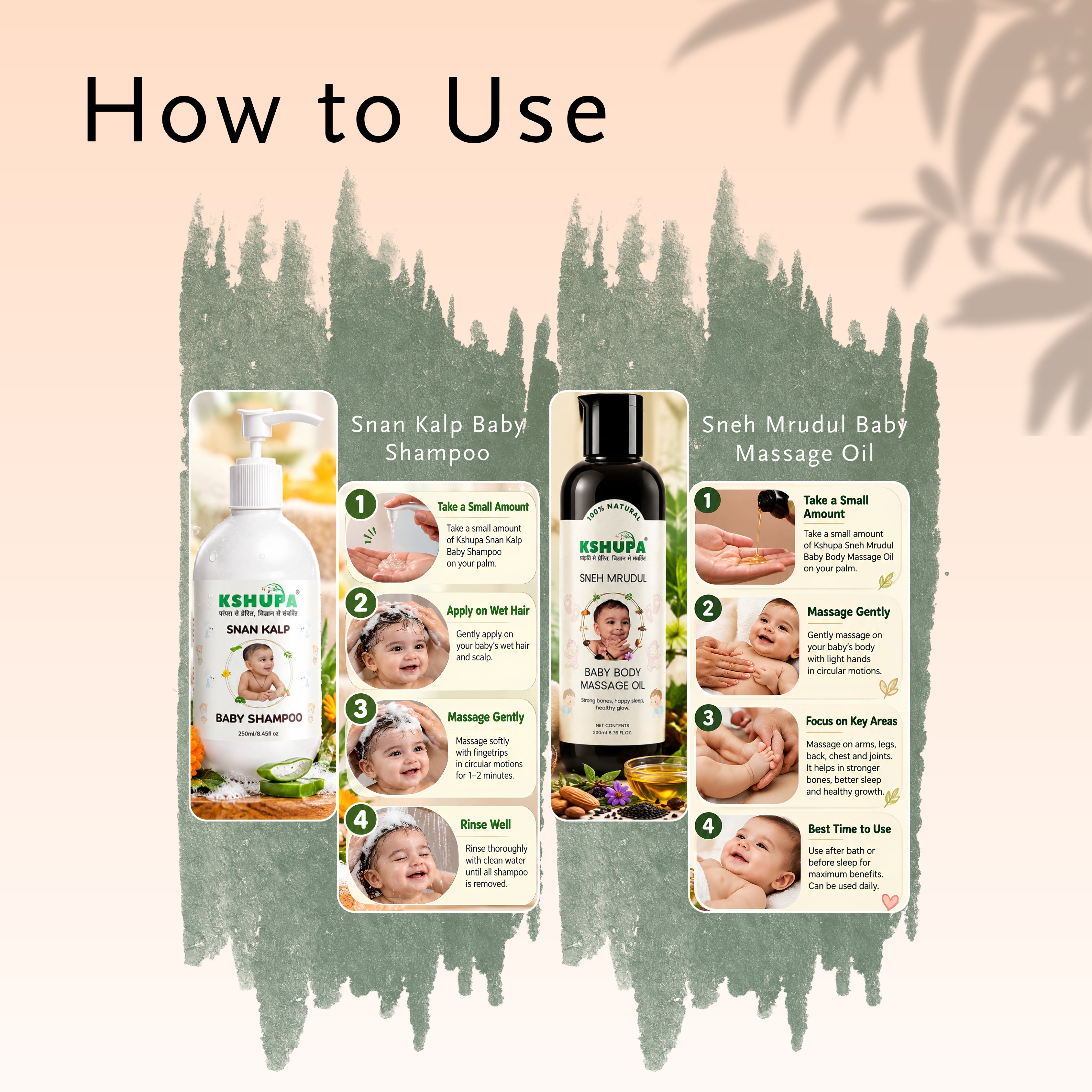 Baby Care Combo | Massage Oil (200 ml) + Baby Shampoo (250 ml)