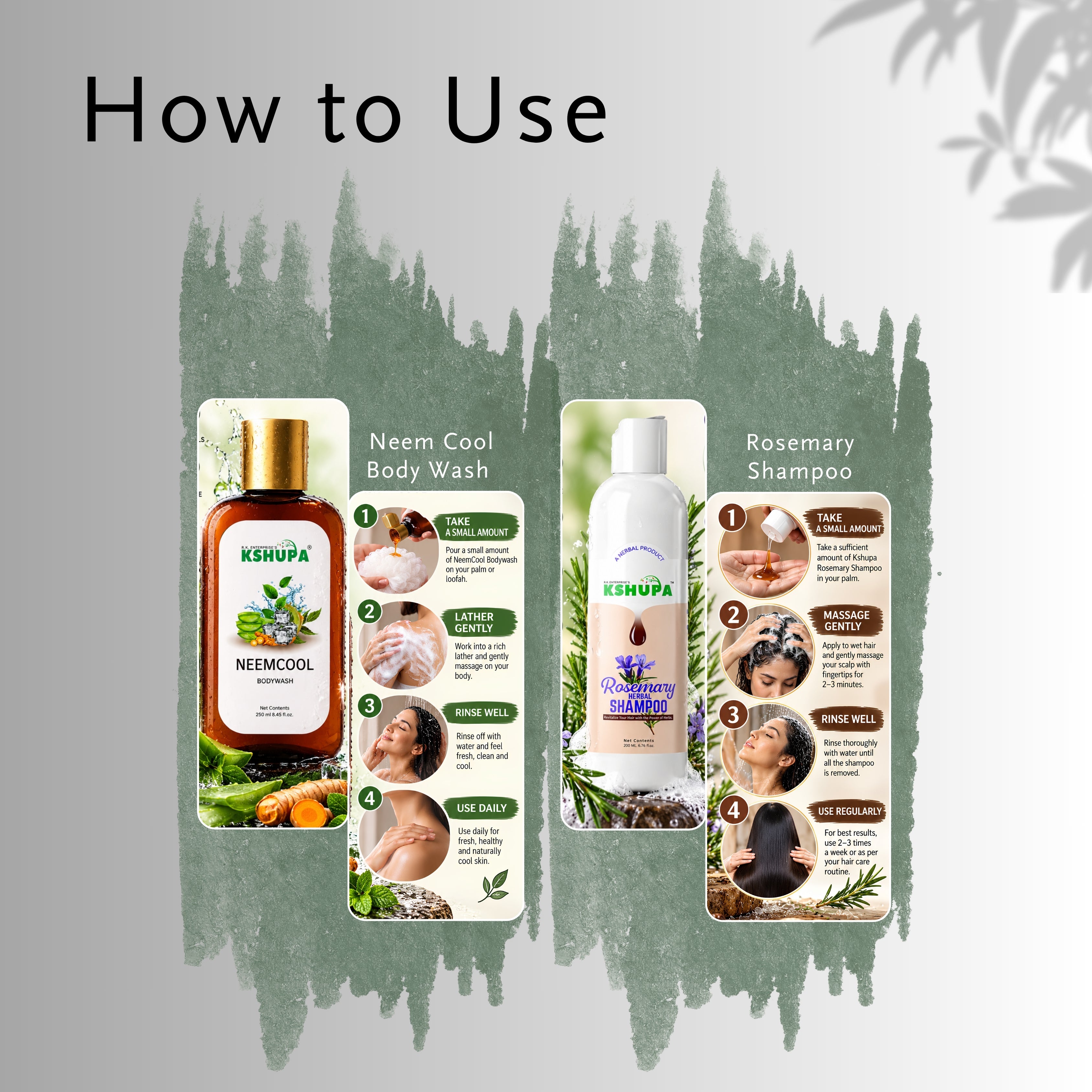 Hair & Body Combo | Rosemary Shampoo + Neem Body Wash