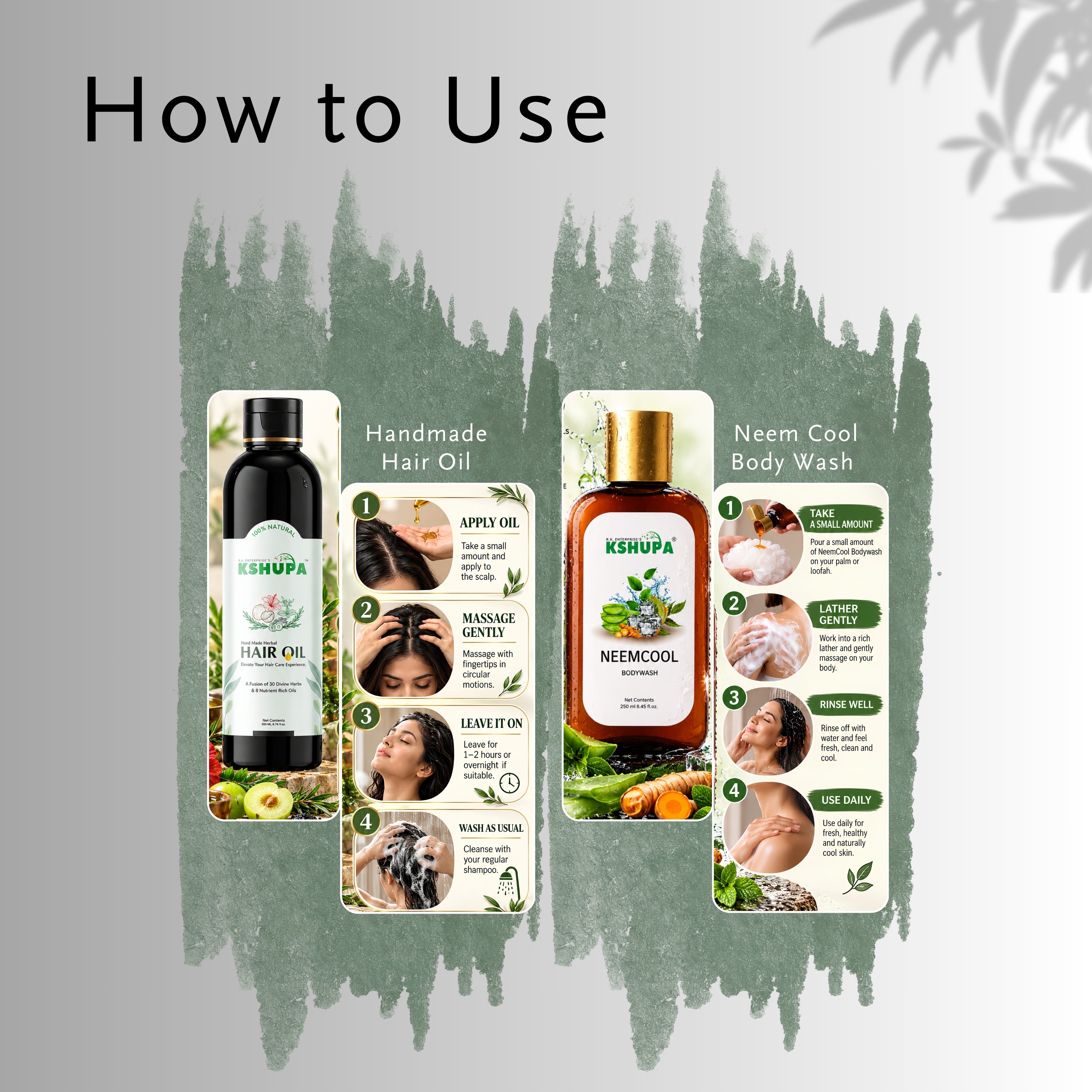 Hair & Skin Combo | Herbal Hair Oil + Neem Cool Body Wash