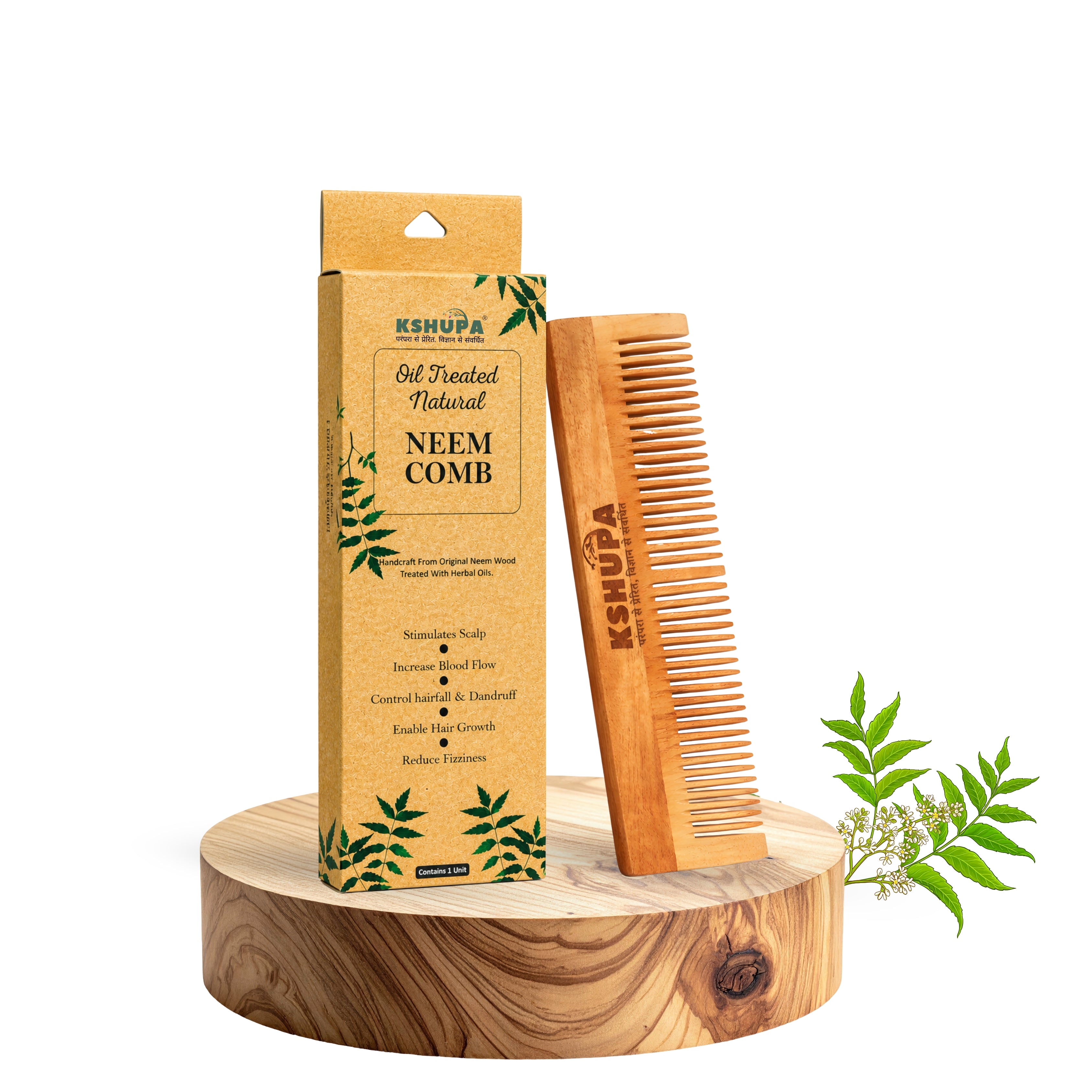 Kacchi Neem Wood Comb | Handmade & Eco-Friendly