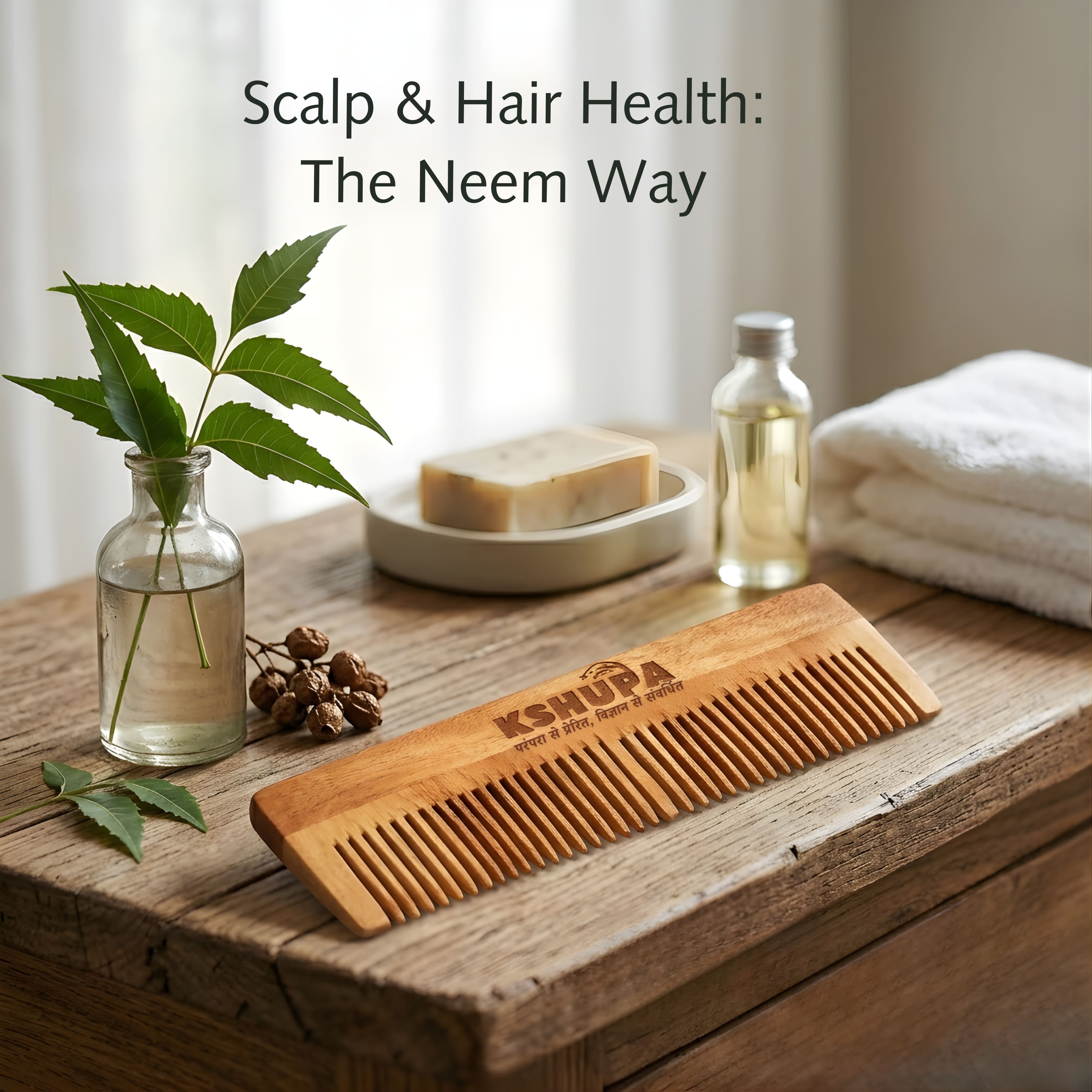 Kacchi Neem Wood Comb | Handmade & Eco-Friendly