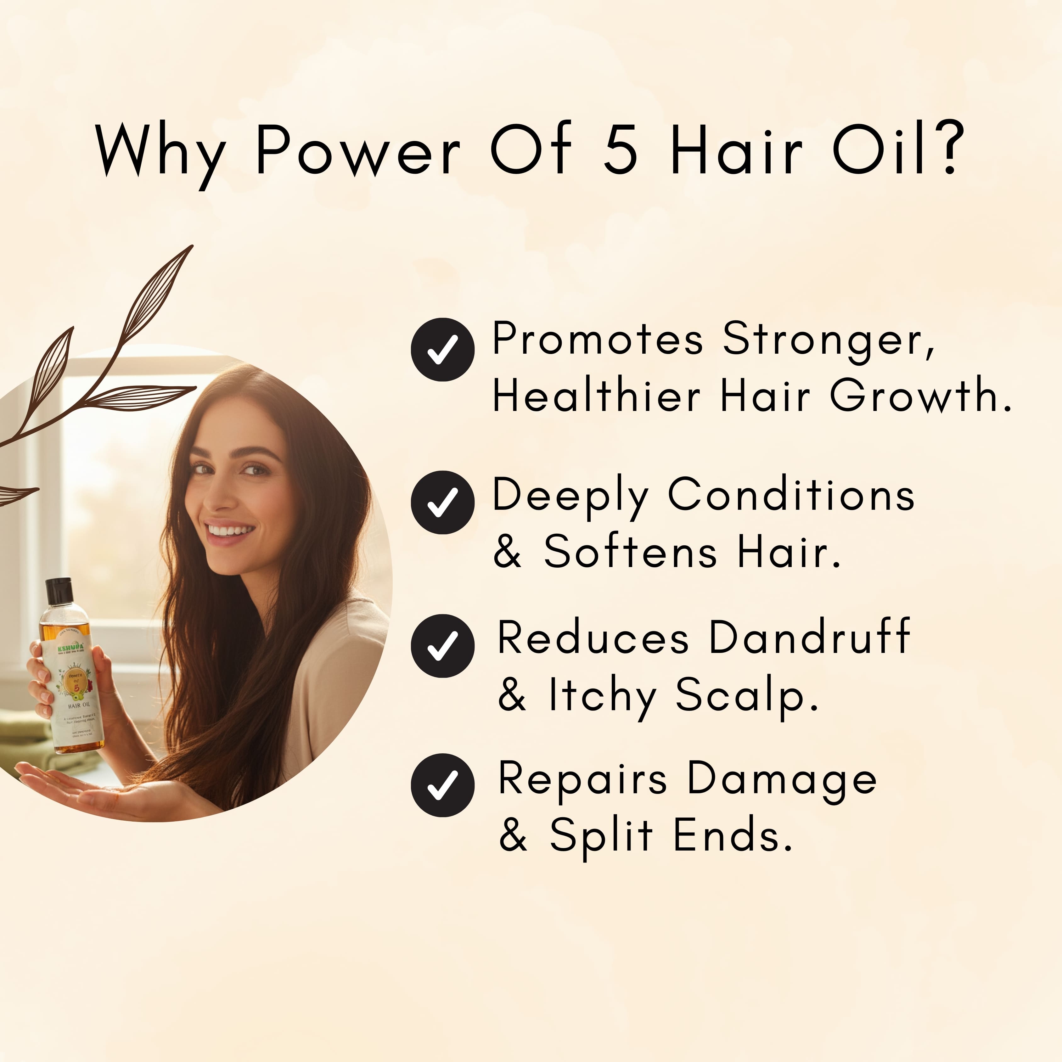 Power of 5 Hair Oil | Bhringraj, Amla, Hibiscus, Brahmi & Motha