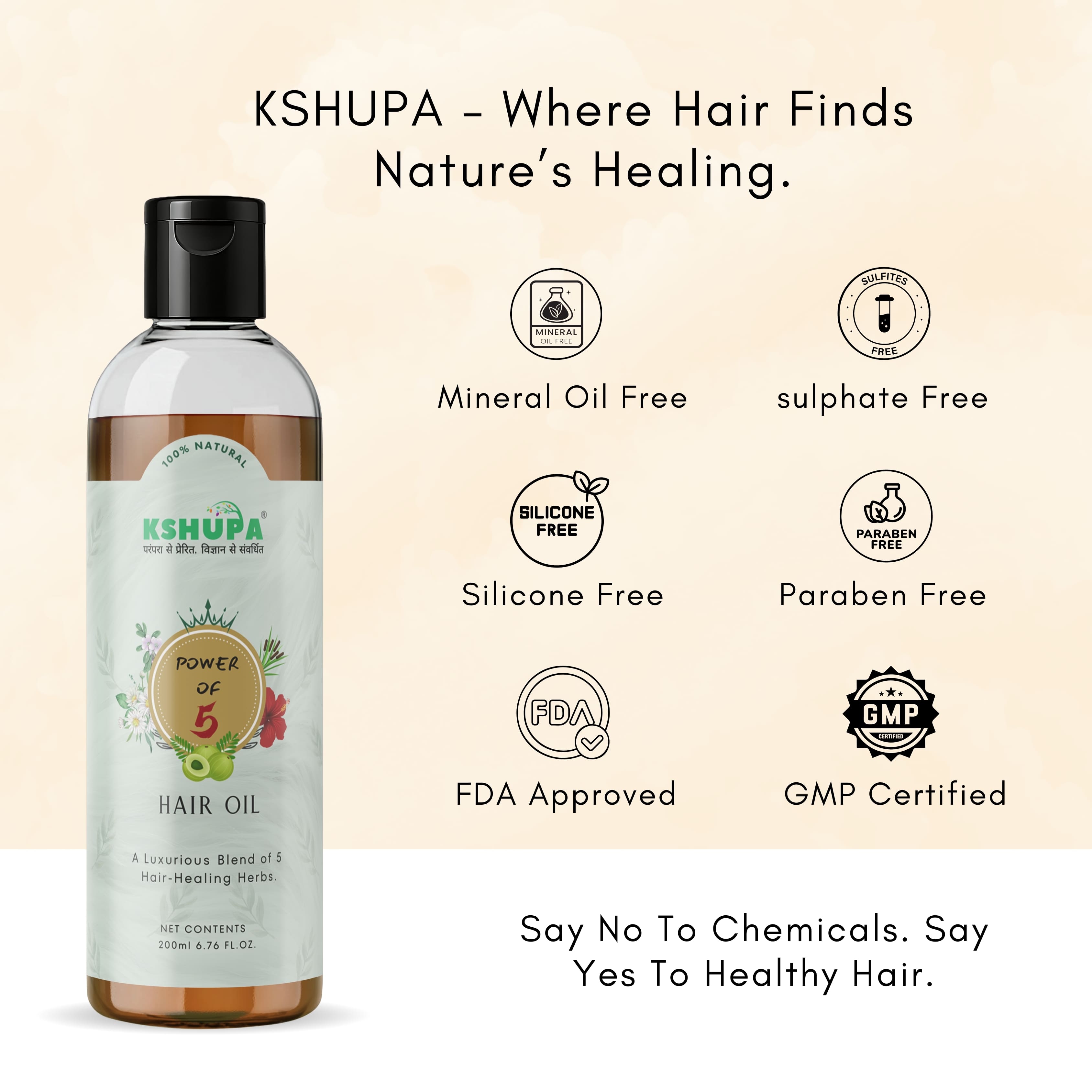 Power of 5 Hair Oil | Bhringraj, Amla, Hibiscus, Brahmi & Motha