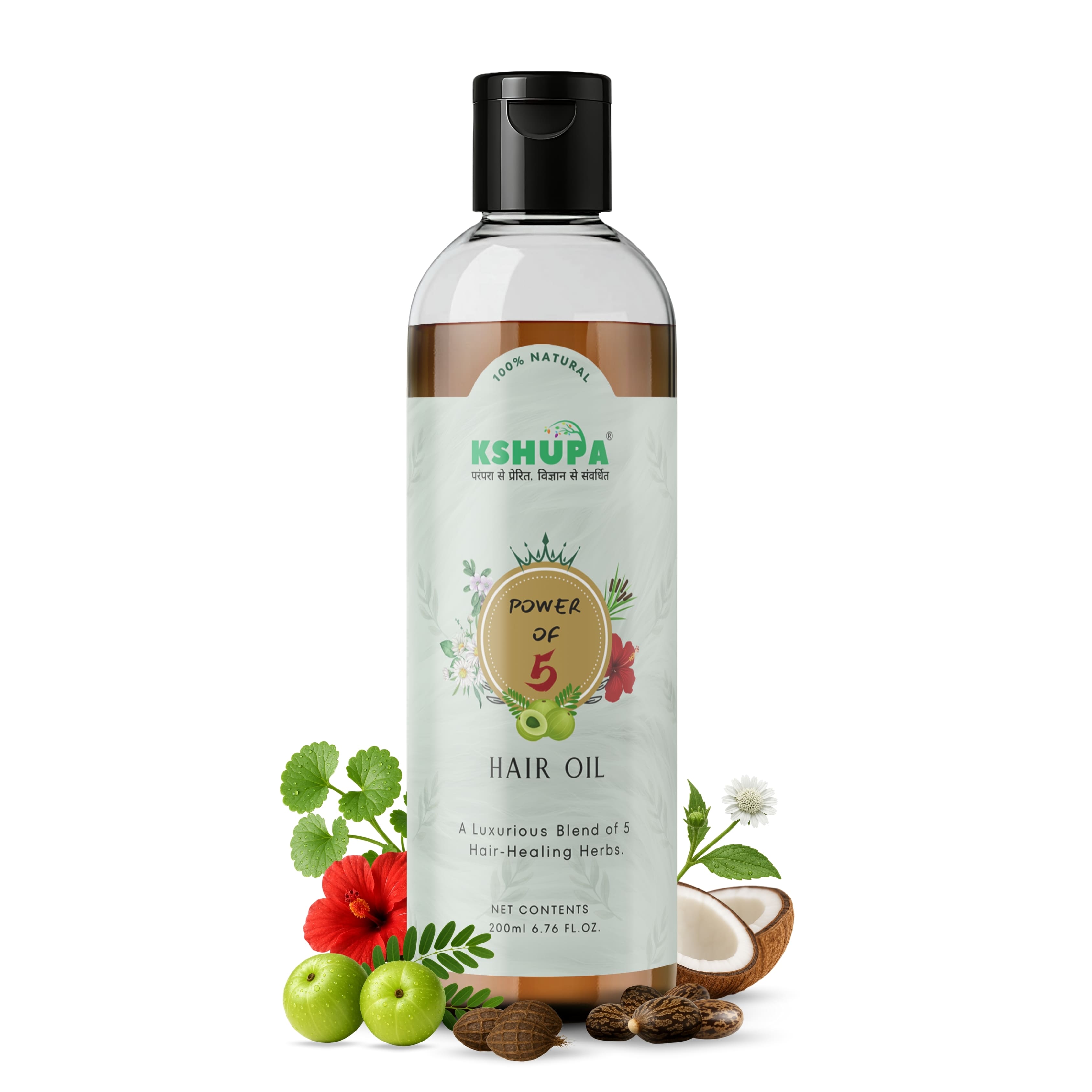 Power of 5 Hair Oil | Bhringraj, Amla, Hibiscus, Brahmi & Motha
