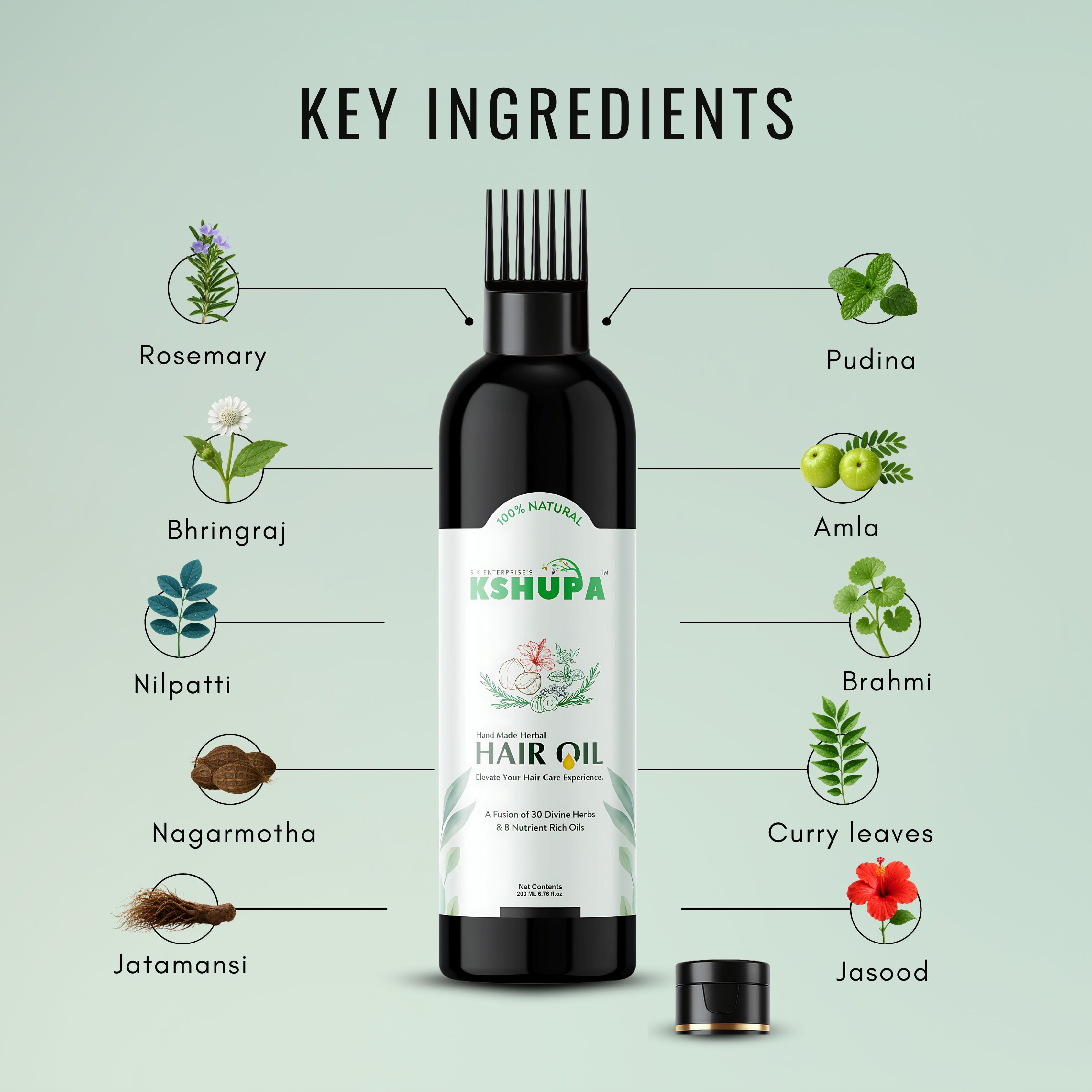 Handmade Ayurvedic Hair Oil | 32 Herbs & 8 Cold-Pressed Oils