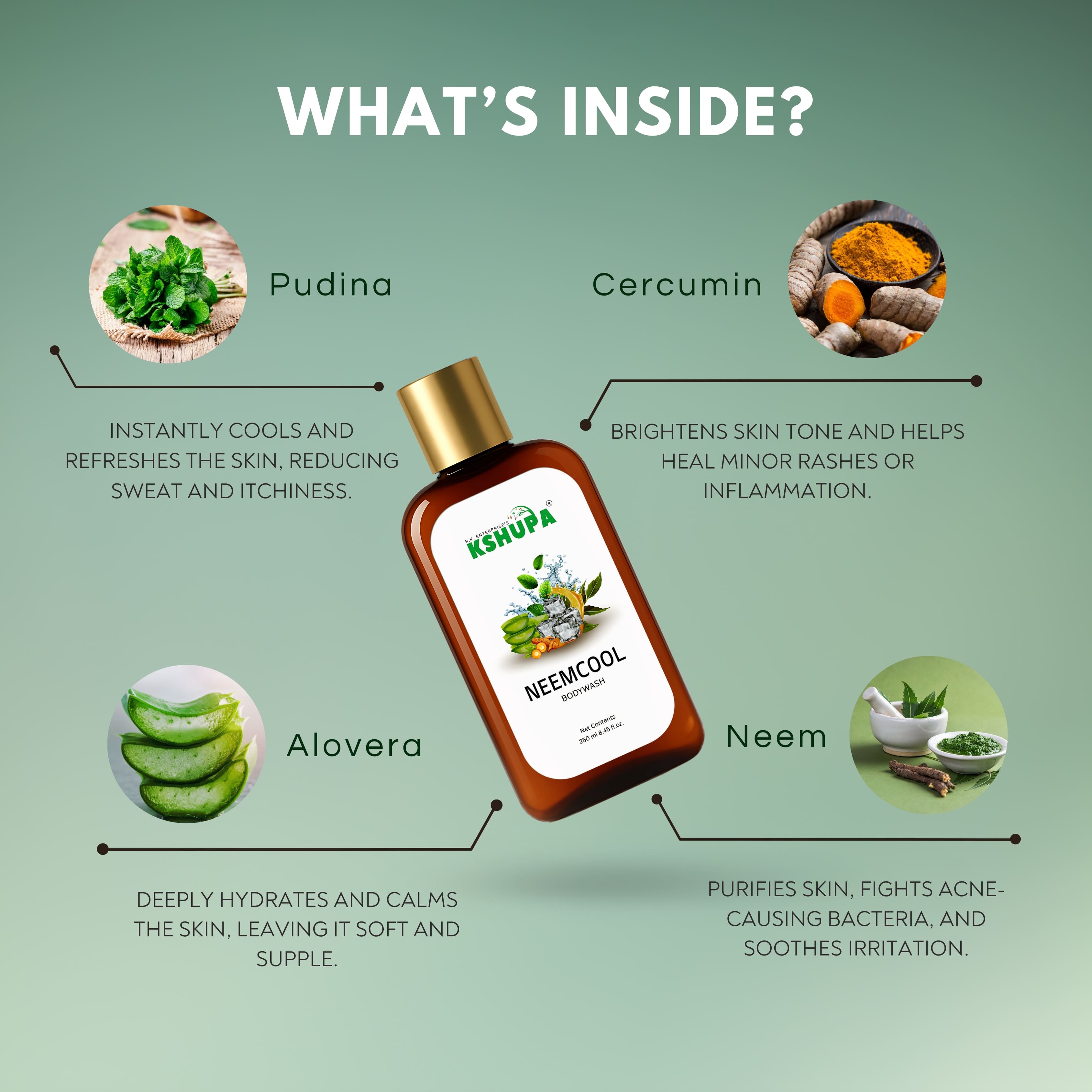 Neem-Cool Body Wash | Neem & Mint Herbal Shower Gel