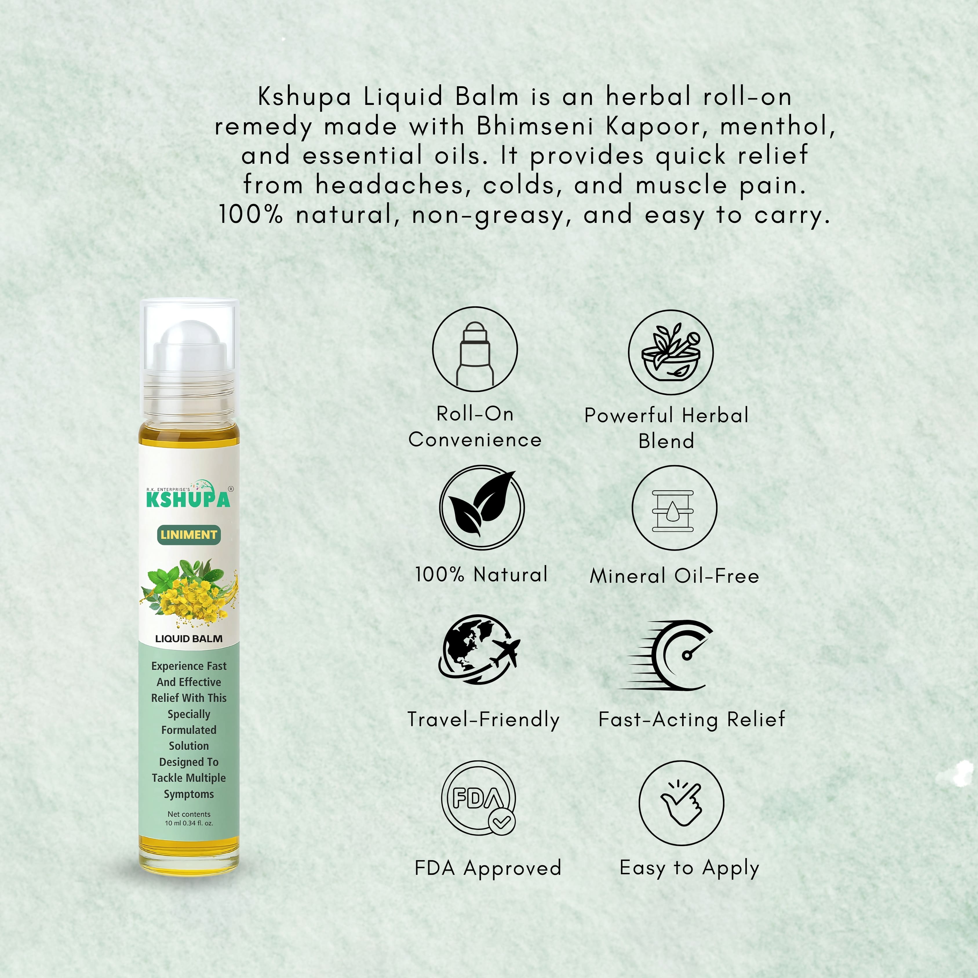 Herbal Liquid Balm | Headache, Pain & Cold Relief